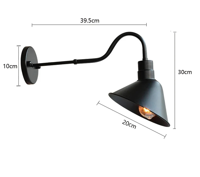 Taavita Industrial Black Wall Lamp