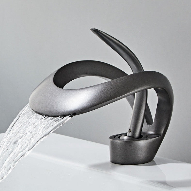 Modern Waterfall Bathroom Faucet in Brushed Gold by Taavita