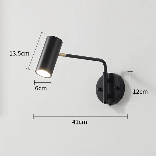 Black Wall Lamp with Swivel Arm