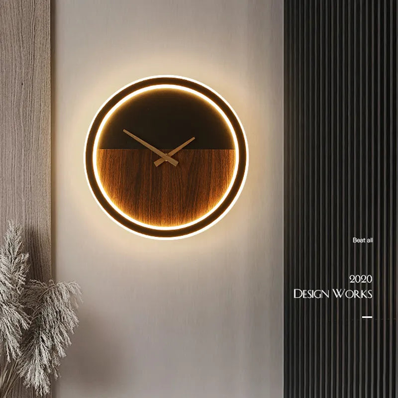 Taavita Wall Lamps Indoor Kitchen with Integrated Clock and Half-Moon Design