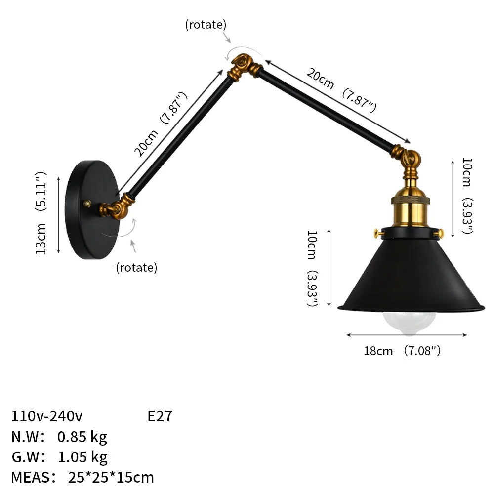 Taavita Industrial Swing Arm Wall Lamp