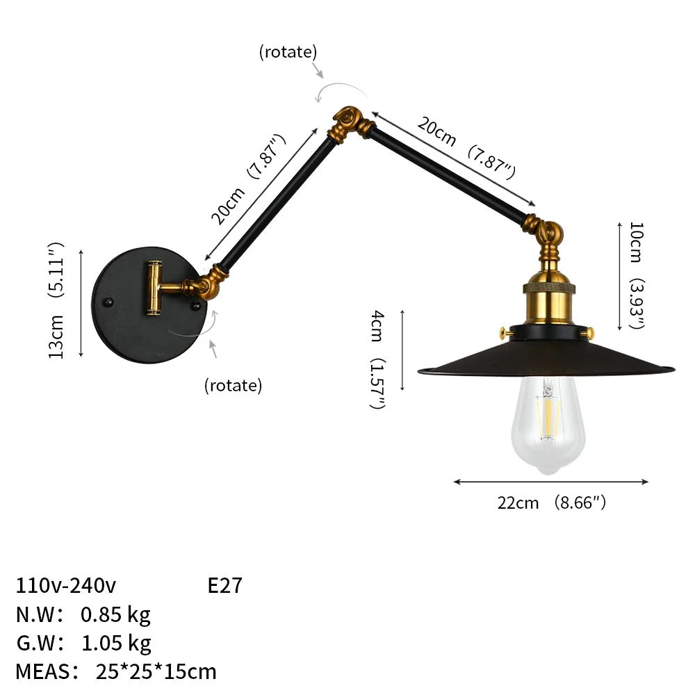 Taavita Industrial Swing Arm Wall Lamp