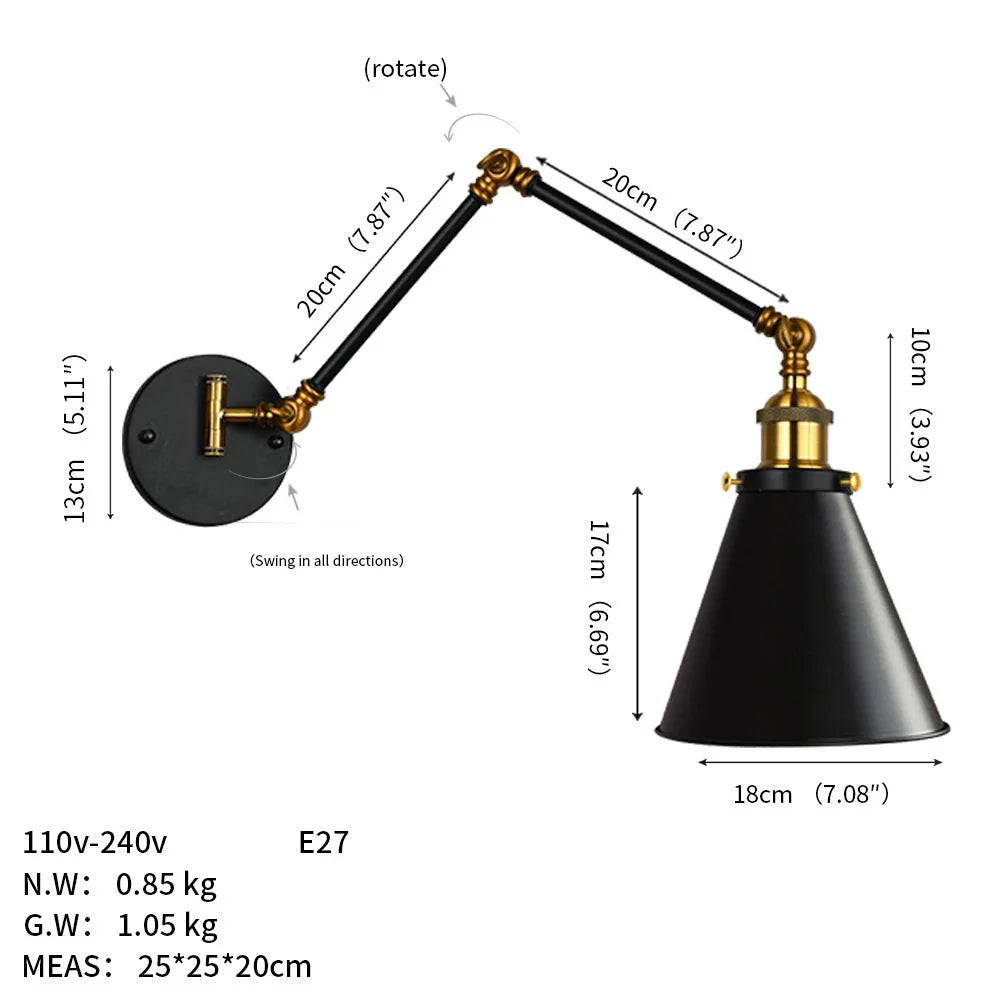 Taavita Industrial Swing Arm Wall Lamp