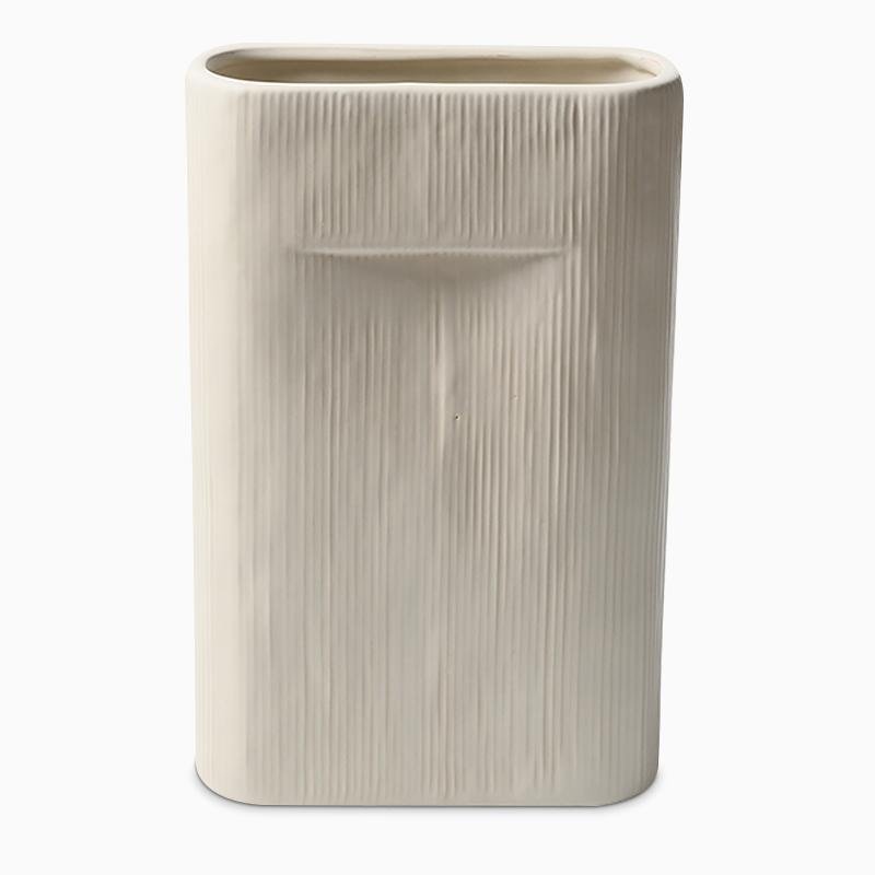 2-Piece Ceramic Flower Vases with Oval White Stripe Design