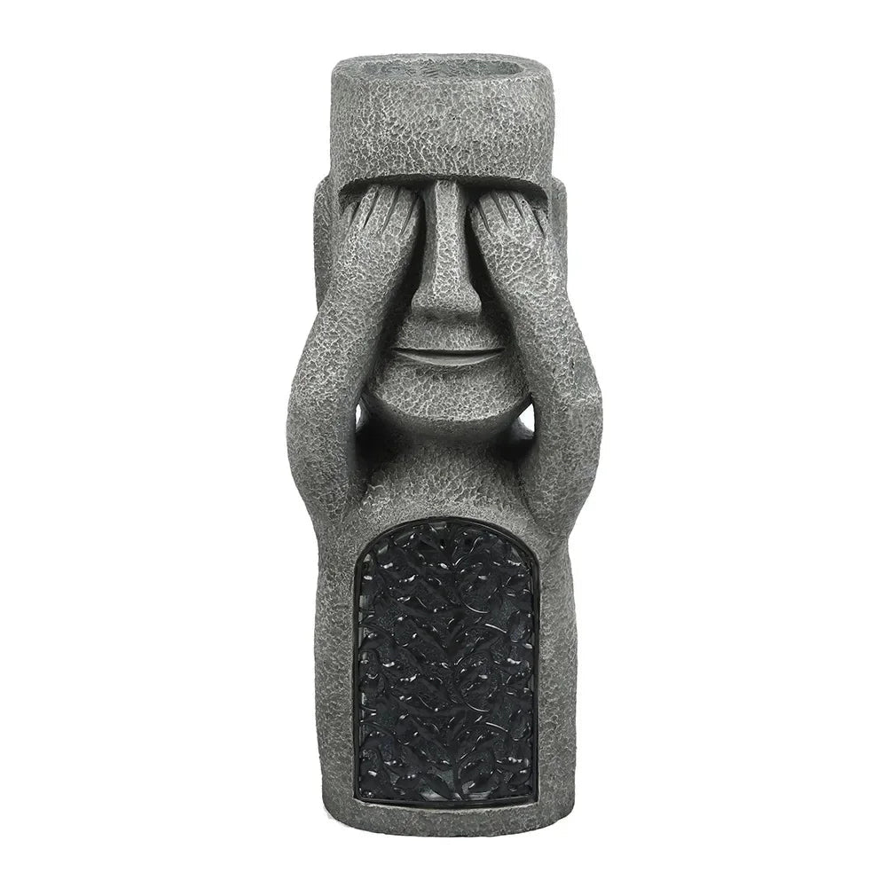 25cm granite Moai statue inspired by Easter Island, featuring a grey stone-like texture and artistic detailing, suitable for garden decor.