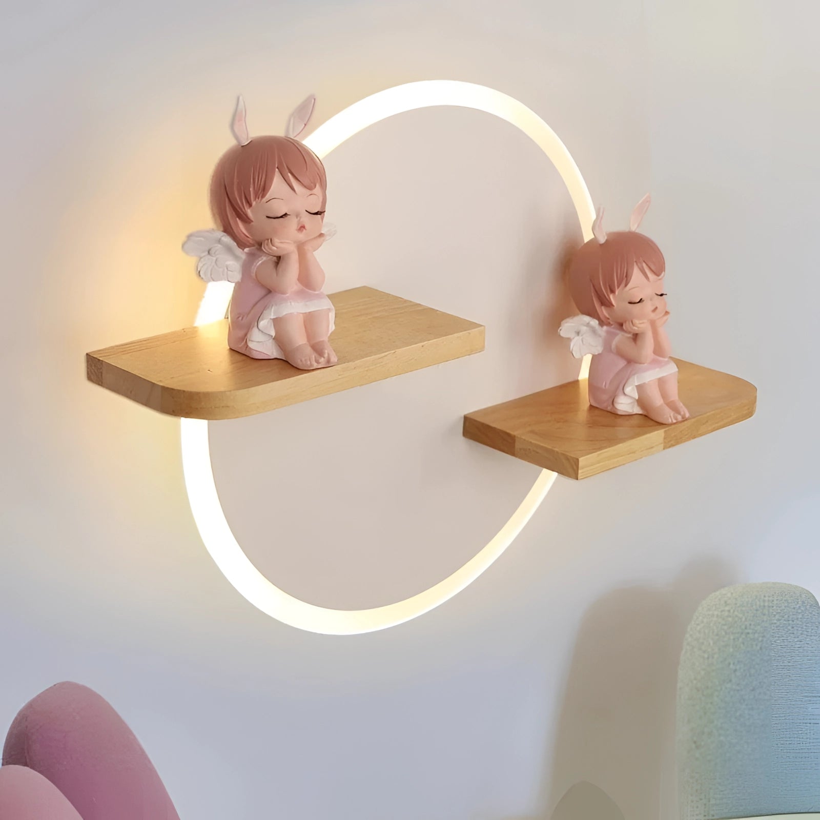 Angel Figurine LED Wall Shelf - Nursery Fairy Decor