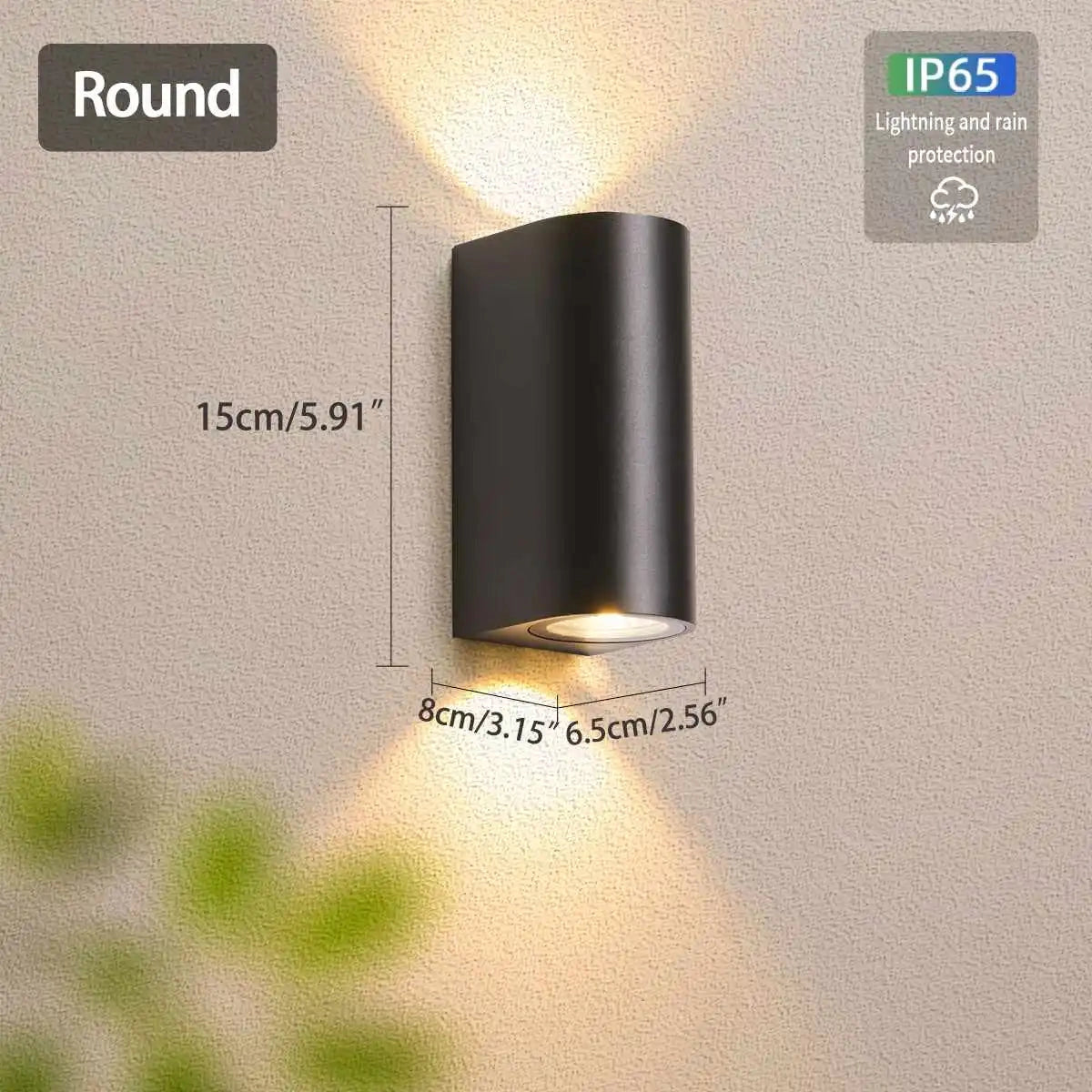 Modern Black LED Cylindrical Outdoor Wall Lamp, Weather-Resistant Sconce, Mounted on Exterior Wall