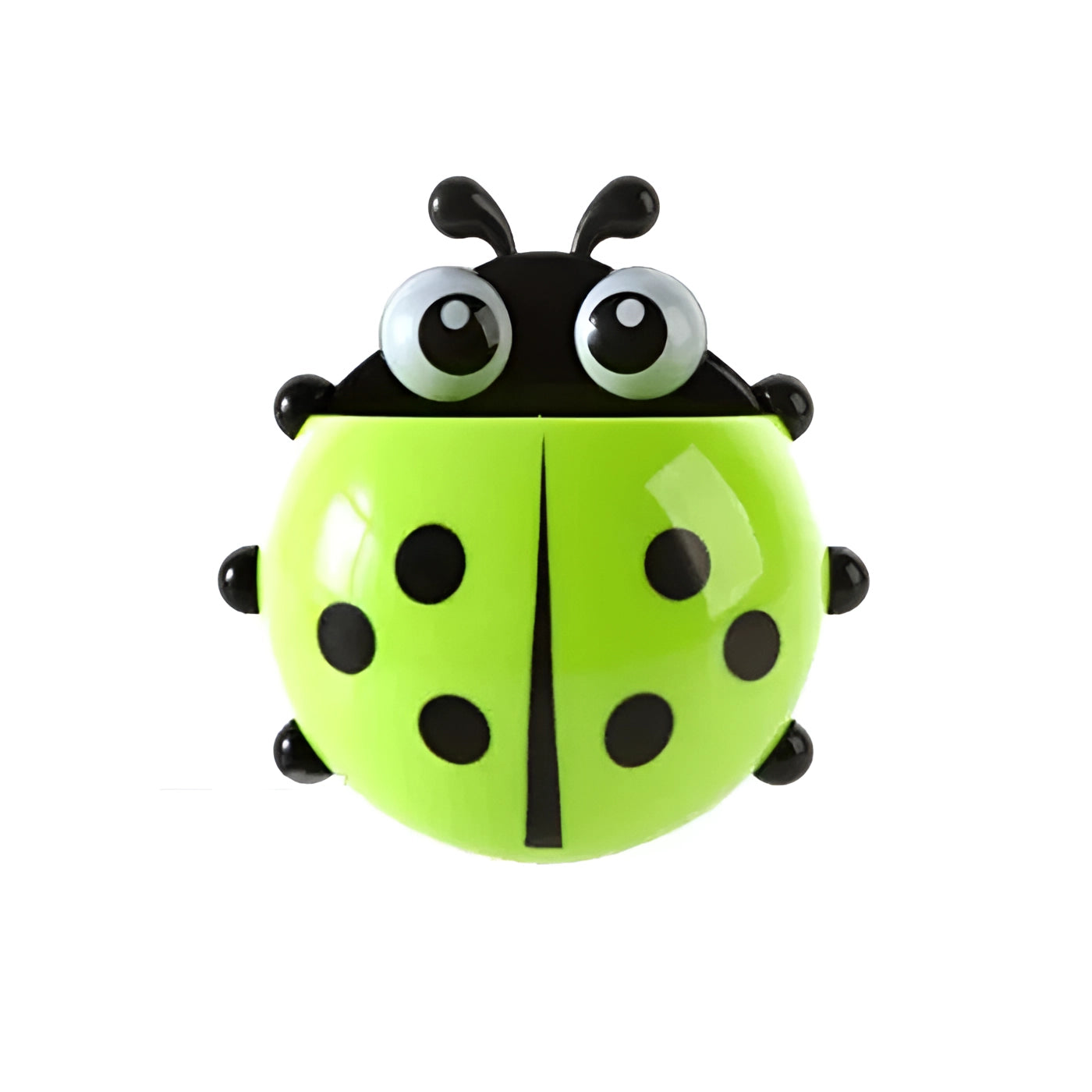 A green ladybug toy with polka dot pattern, featuring symmetrical design and resembling an insect with a playful, cute appearance, ideal as a gift for kids.