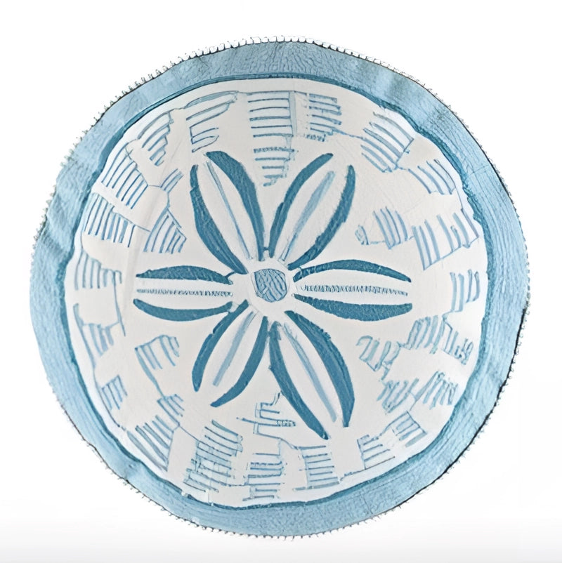 Bohemian Mandala Cotton Rug with round ethnic floral medallion design in a vibrant Blue Daisy color, featuring intricate circular patterns and symmetrical details.