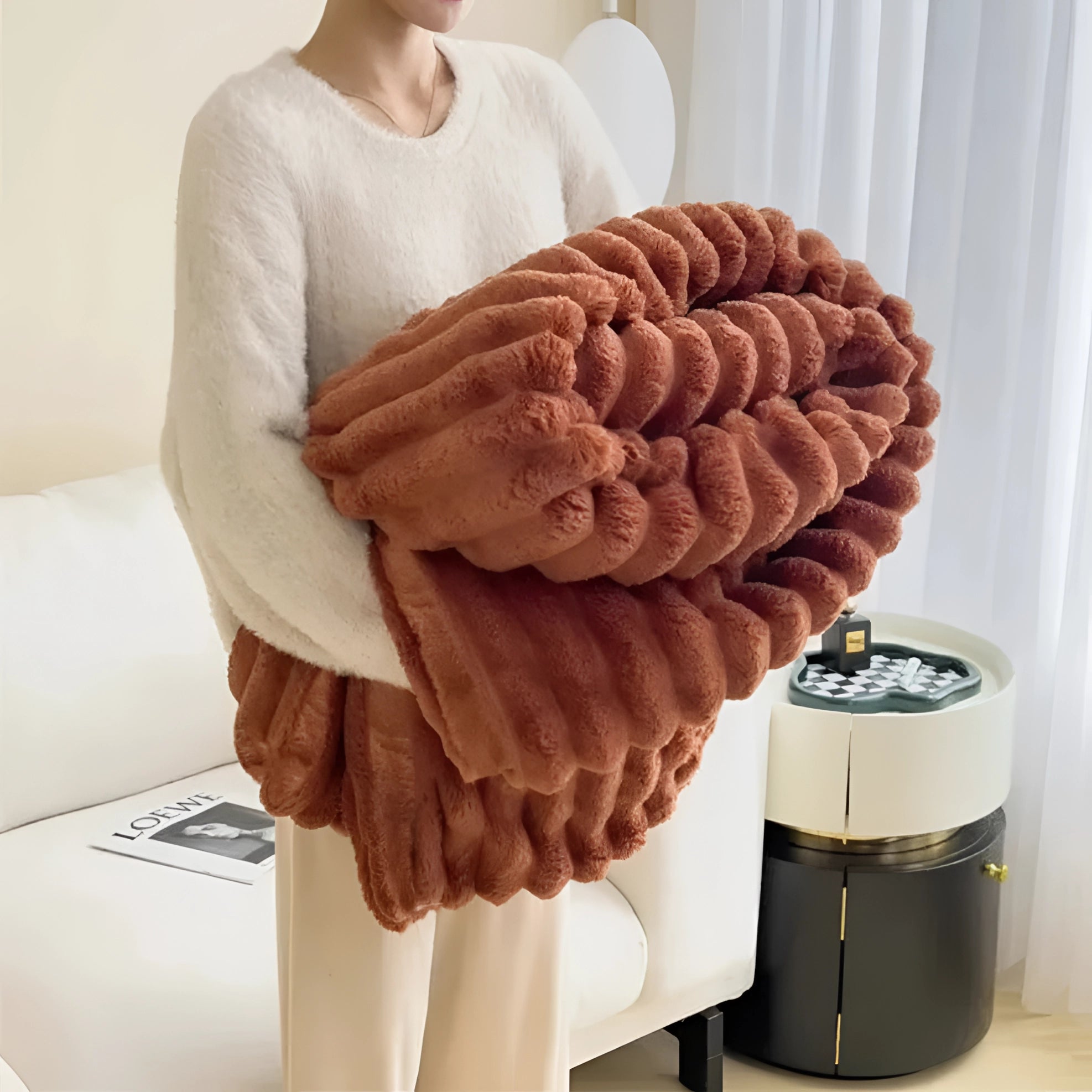 Chunky Knit Blanket - Luxury Oversized Cozy Throw, Handmade Afghan