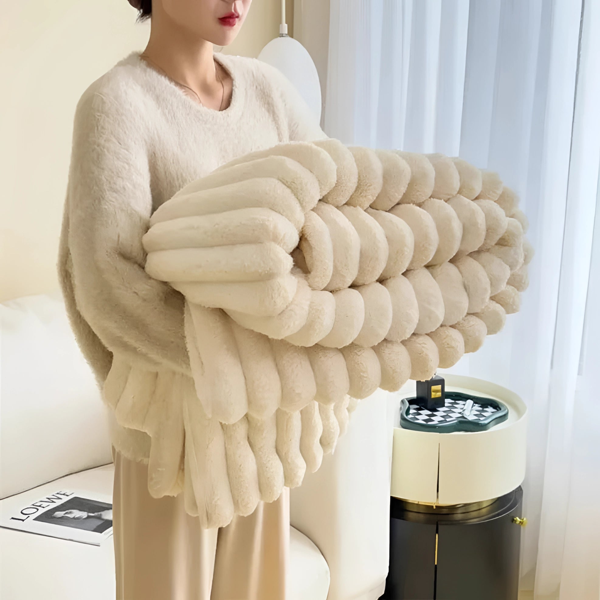 Chunky Knit Blanket - Luxury Oversized Cozy Throw, Handmade Afghan