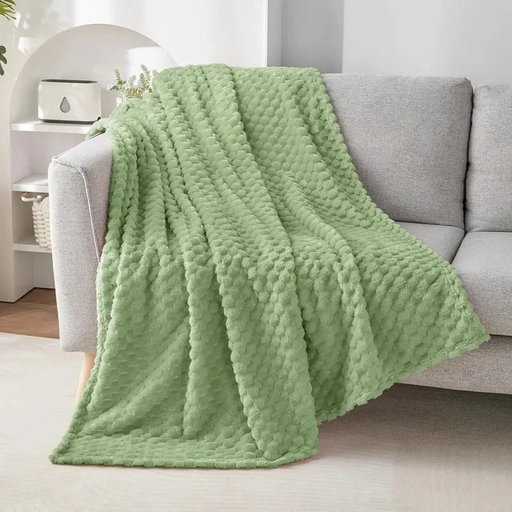 Chunky Knit Throw Blanket - Textured White Plush Armchair Cover