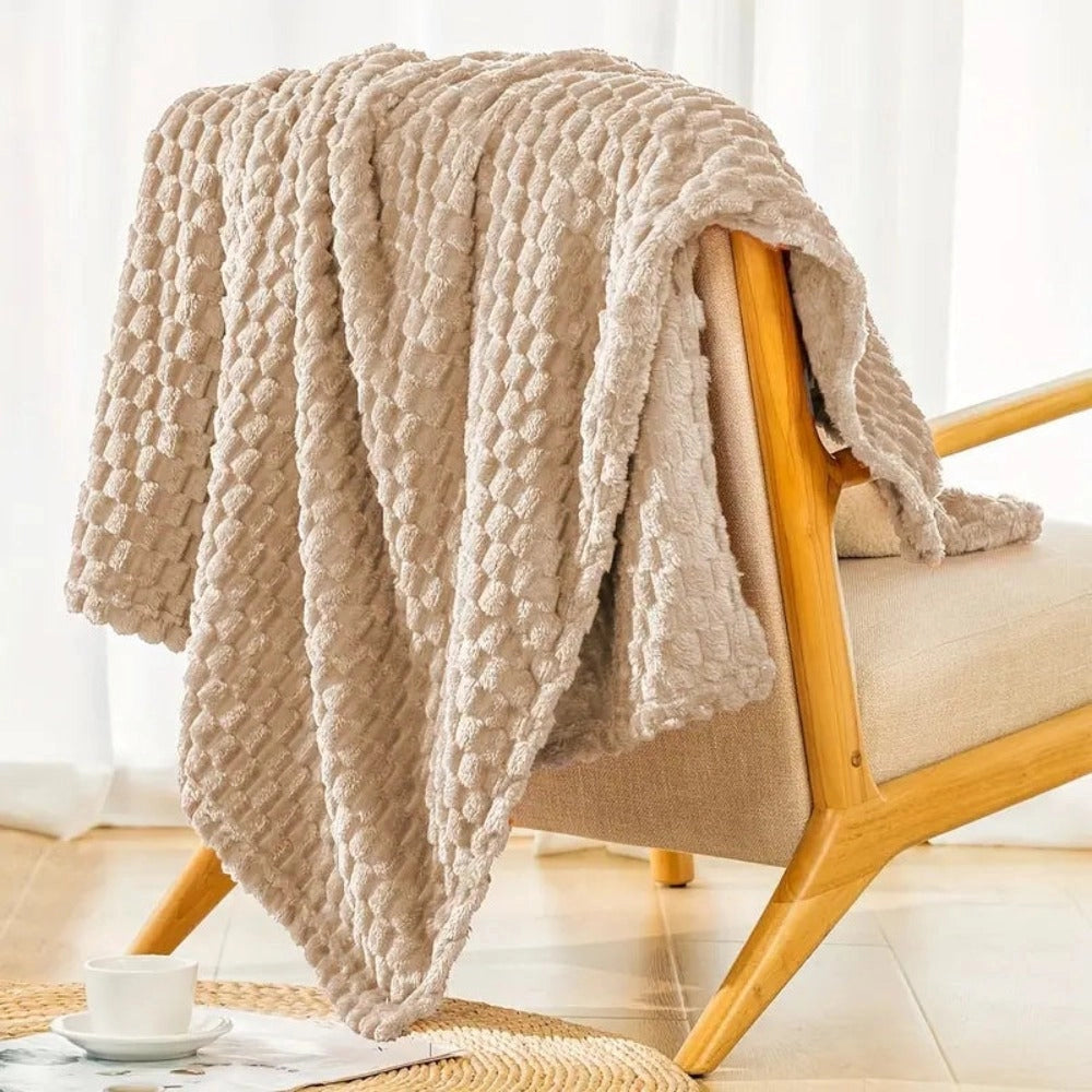 Chunky Knit Throw Blanket - Textured White Plush Armchair Cover