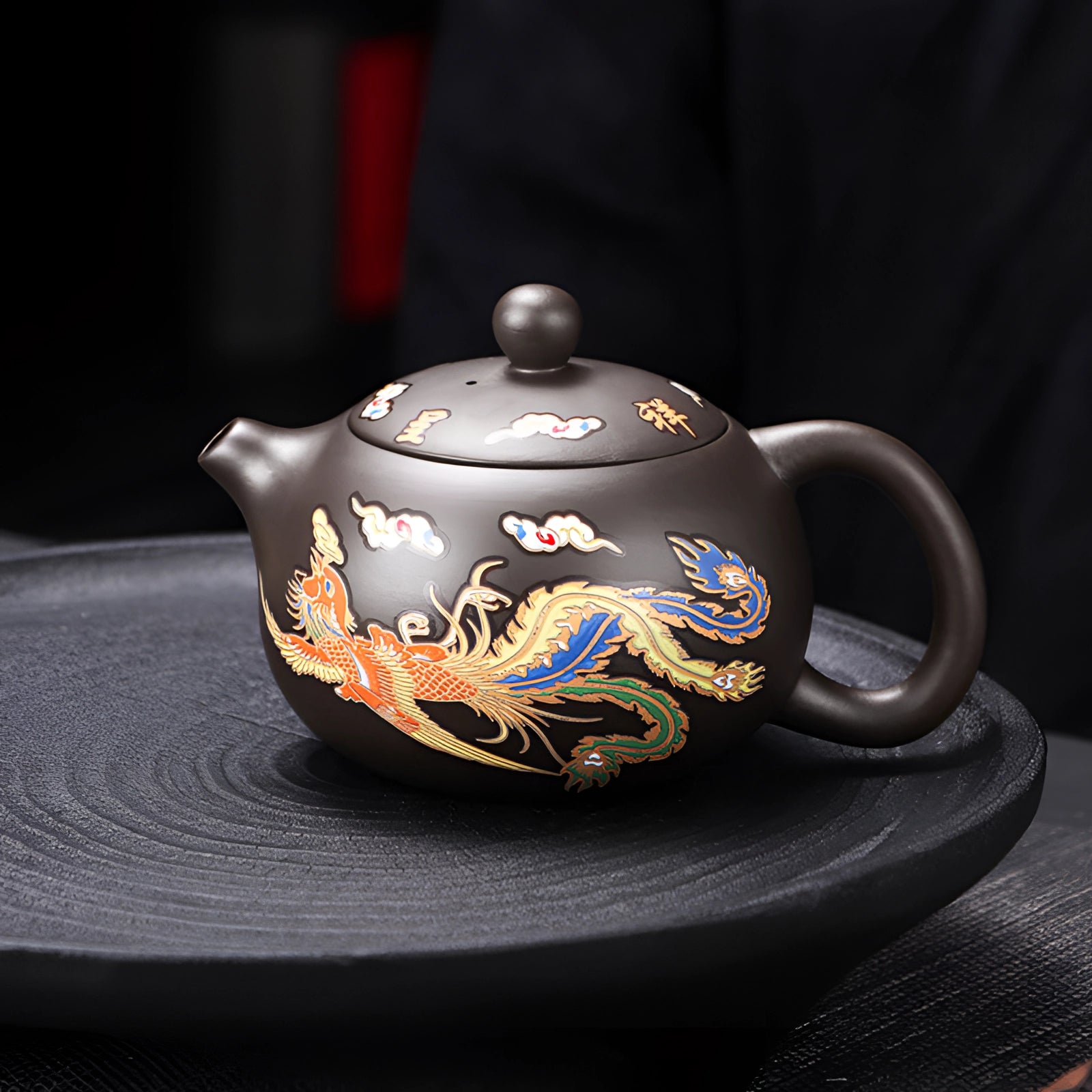 Hand-painted heat-resistant Chinese ceramic teapot featuring an intricate dragon design, made of porcelain and suitable for use on gas stoves.