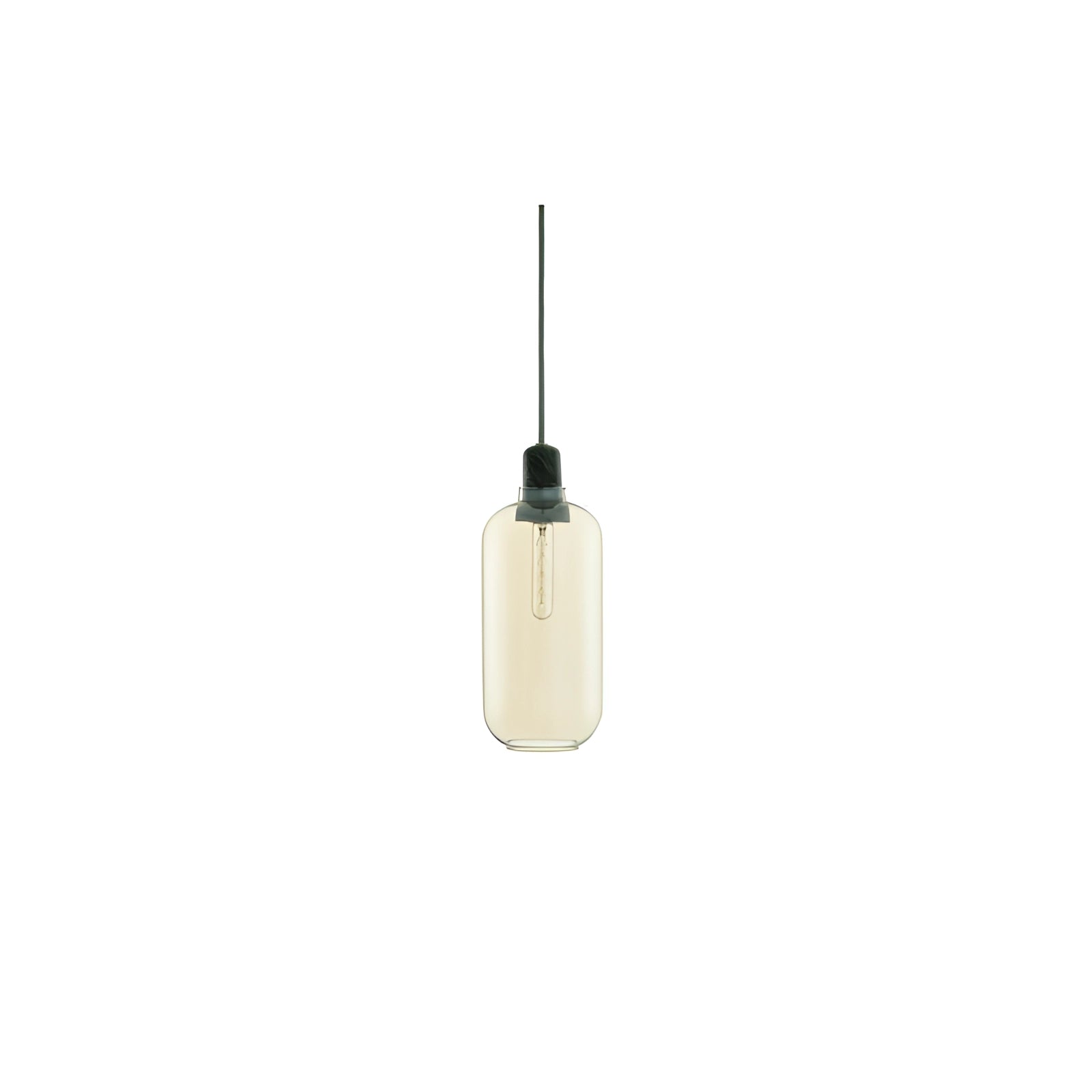 Frosted glass pendant light with a brass finish in a Scandinavian minimalist design, featuring a large gold and green color scheme. The light fixture is suspended from the ceiling, showcasing a sleek and modern aesthetic.