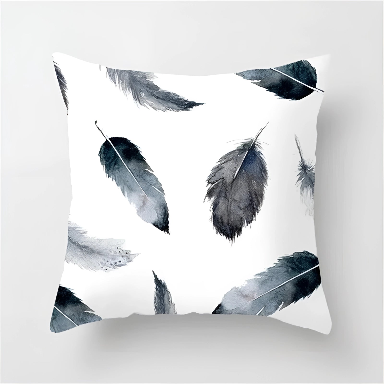 Geometric black and white pillow with a modern abstract design, featuring intricate patterns and artistic illustrations, measuring 60 x 60 cm.