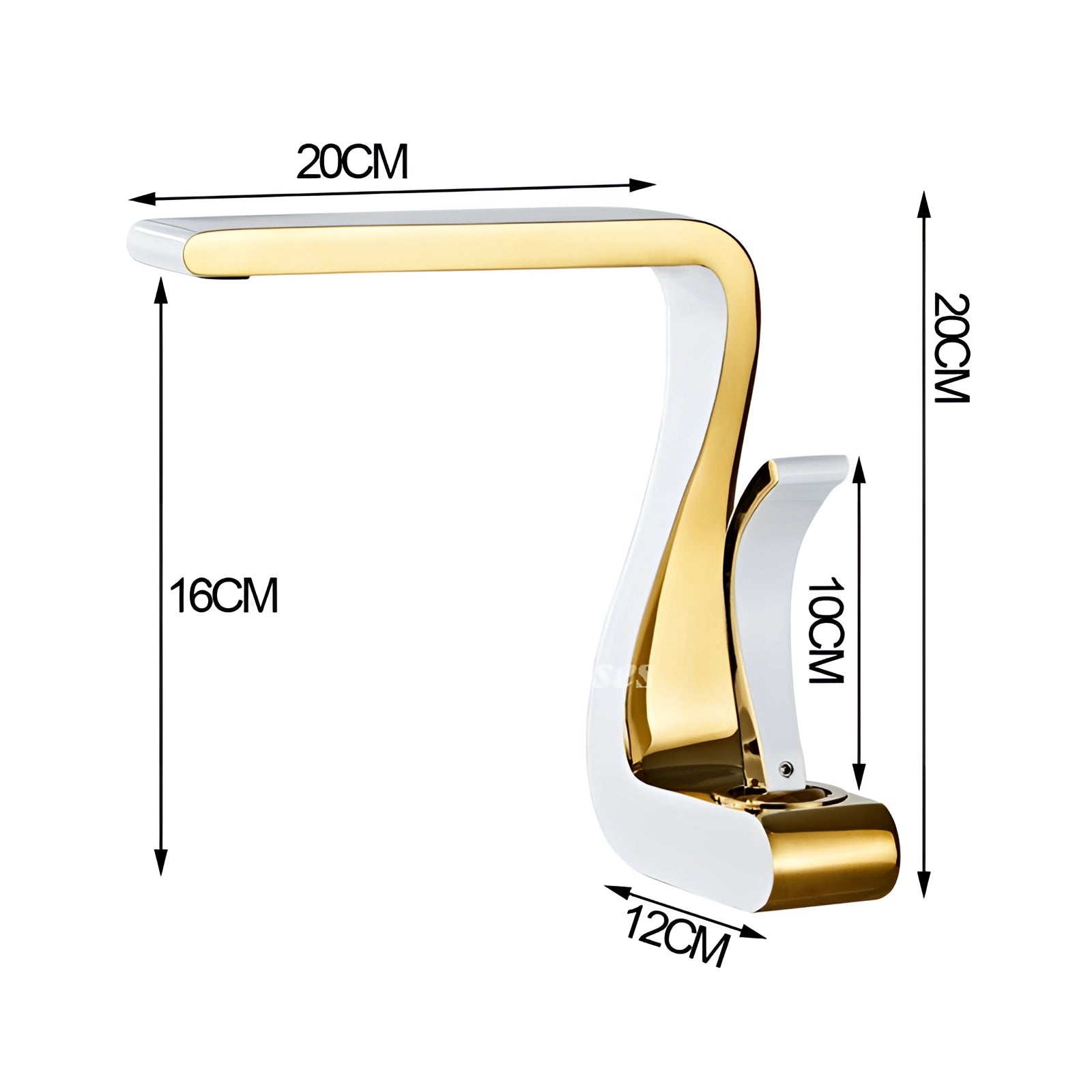 Gold bathroom faucet with a modern square design, featuring a luxury finish and sleek basin mixer tap.