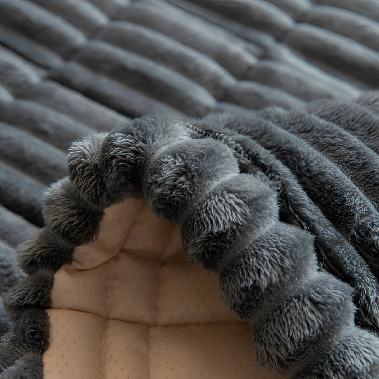 Gray Chenille Sofa Throw - Modern Ribbed Decorative Blanket