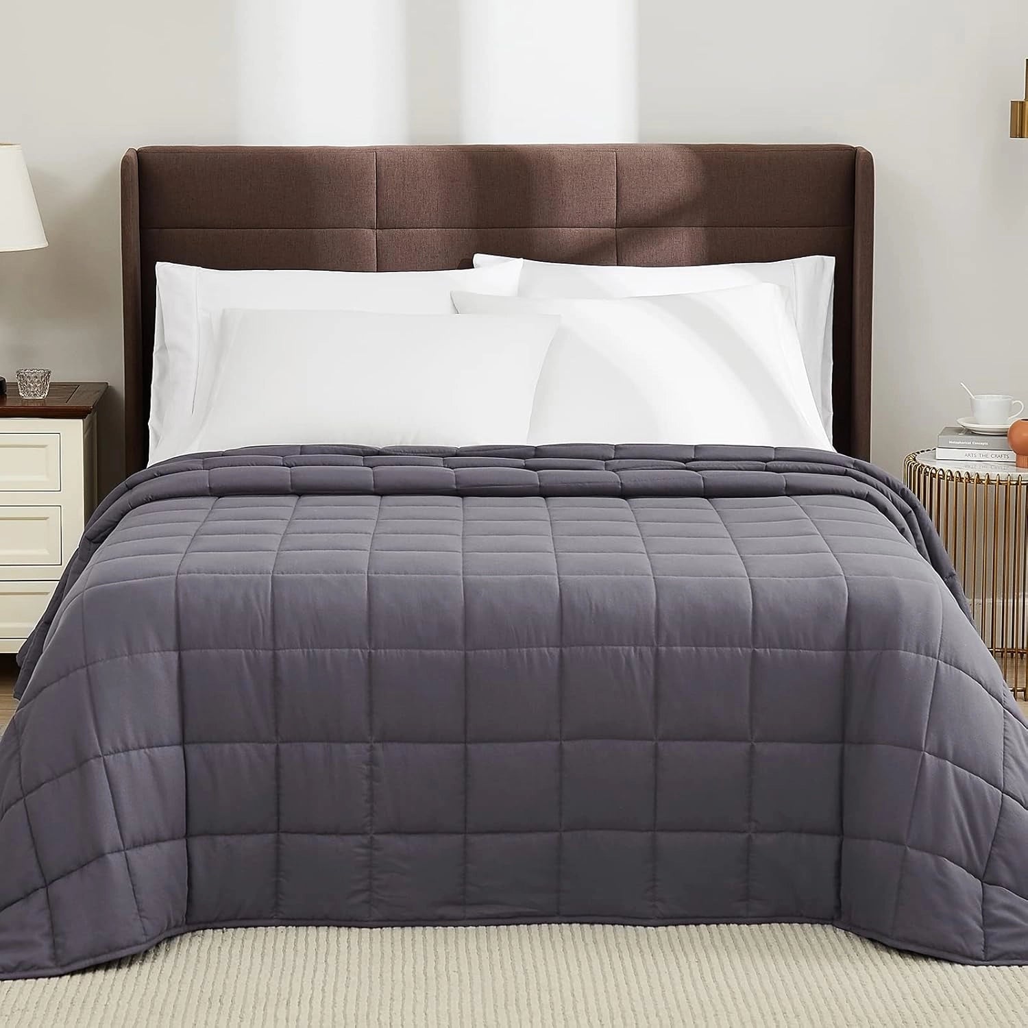 Gray Luxury Weighted Blanket for Anxiety Relief & Deep Sleep