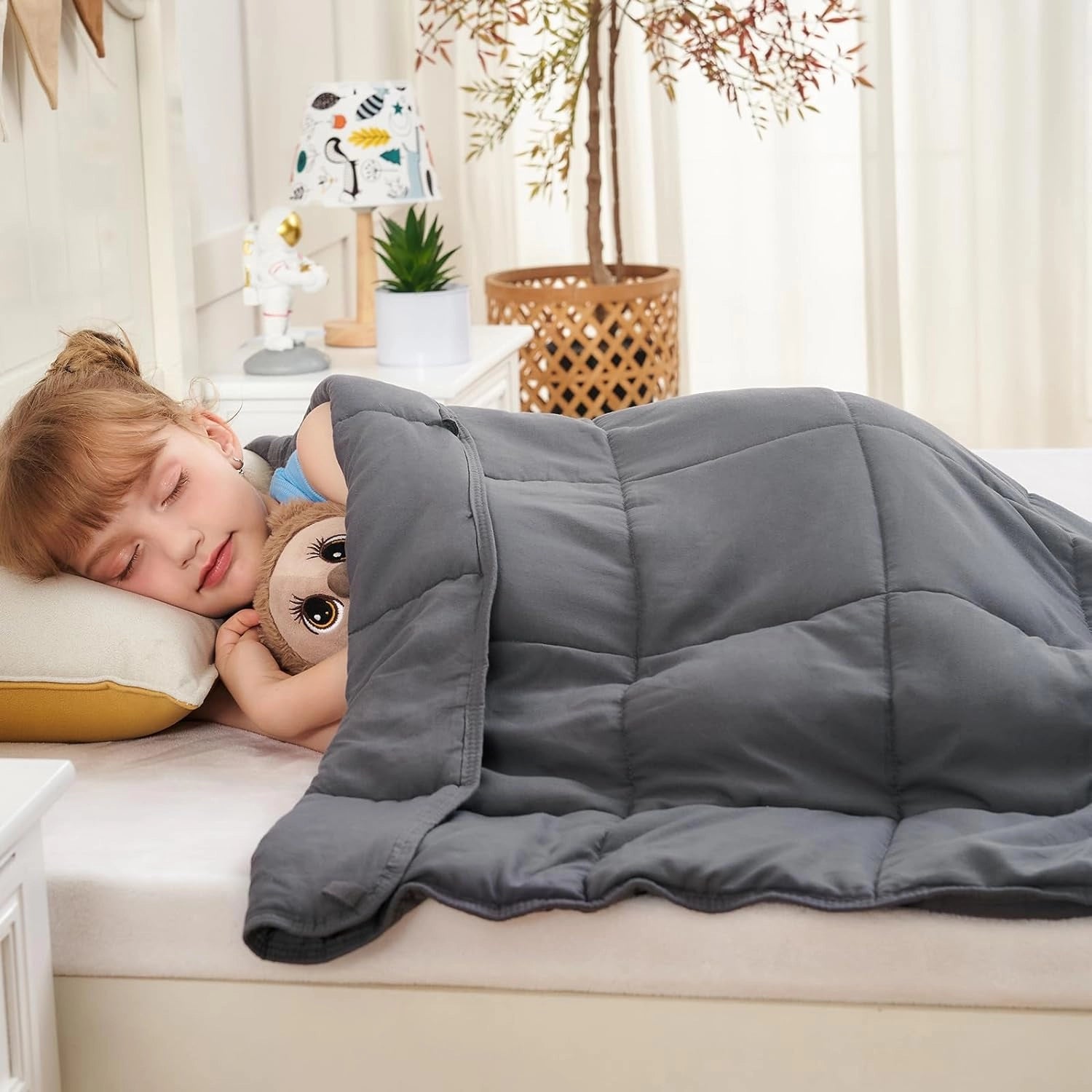 Gray Luxury Weighted Blanket for Anxiety Relief & Deep Sleep