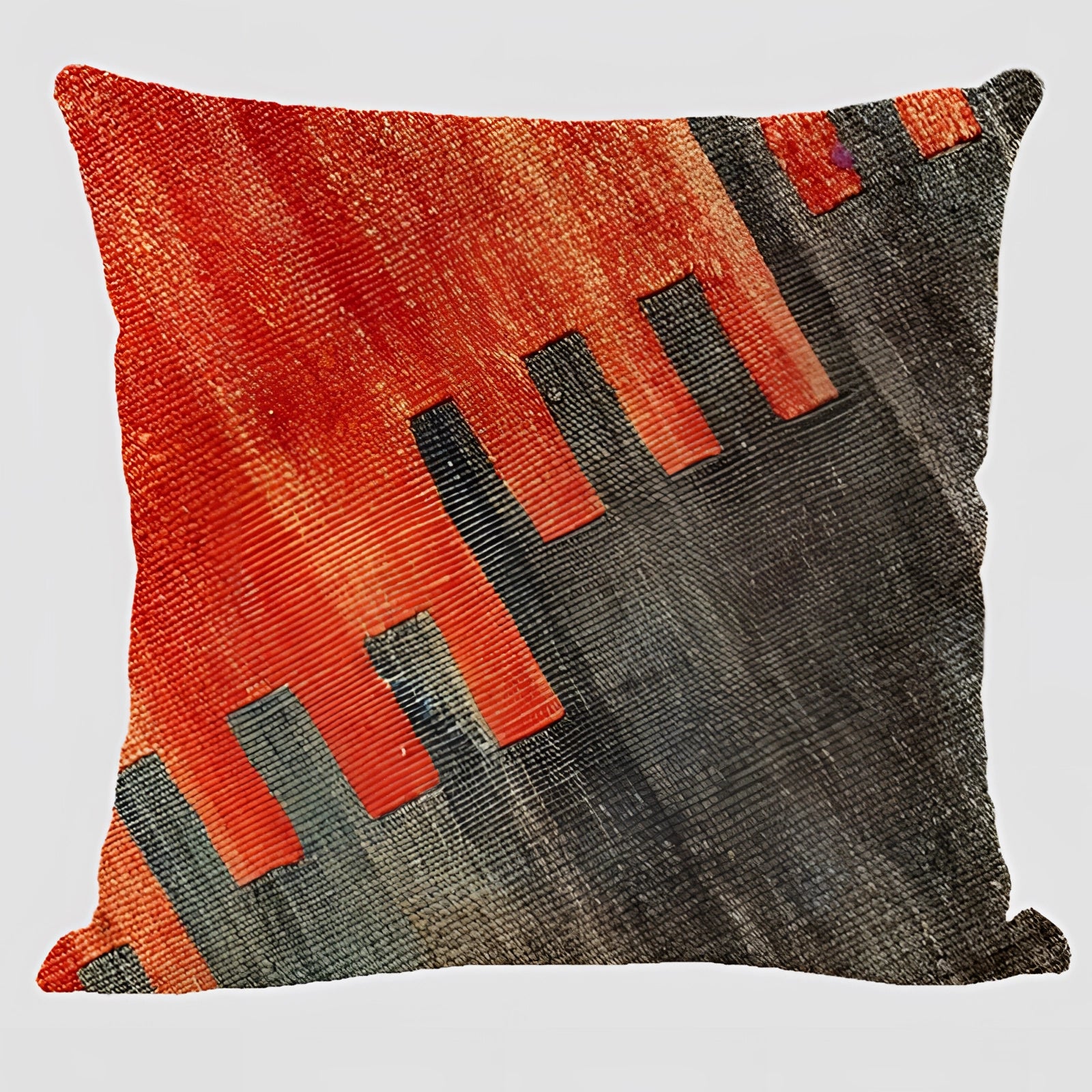 Handwoven Kilim cushion in Style 13, featuring an ethnic bohemian pattern in shades of carmine, perfectly suited for Southwestern decor. The rectangular pillow showcases intricate textile designs, making it an ideal fashion accessory for adding warmth and style to any space.