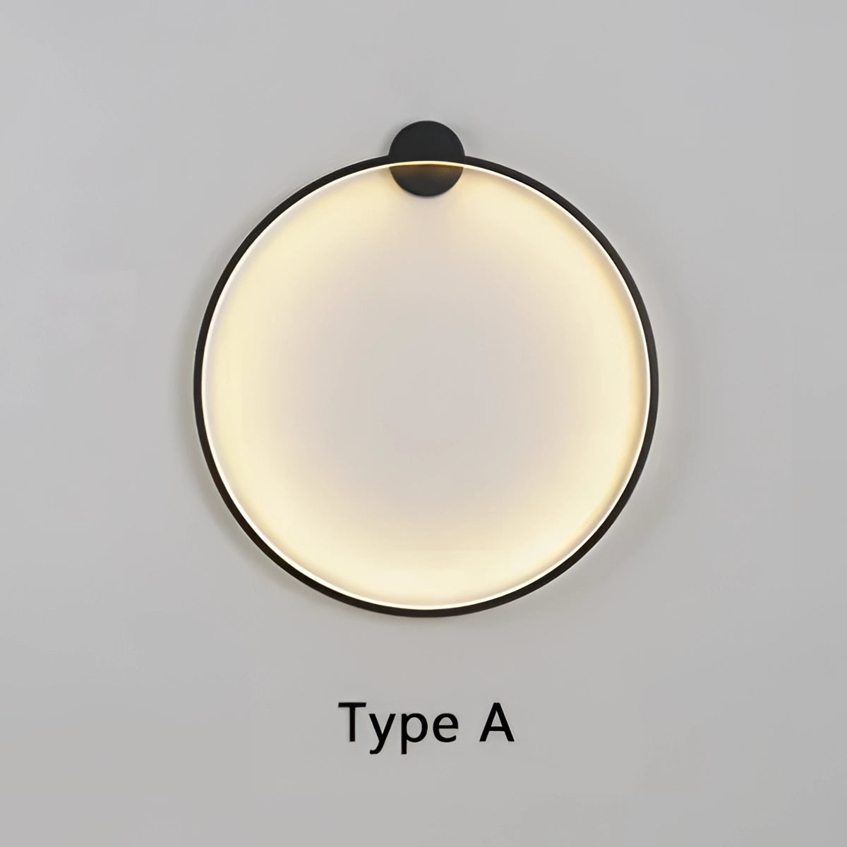 Large LED wall light with a minimalist modern design, featuring a circular metal frame, providing ambient lighting suitable for bedroom decor.