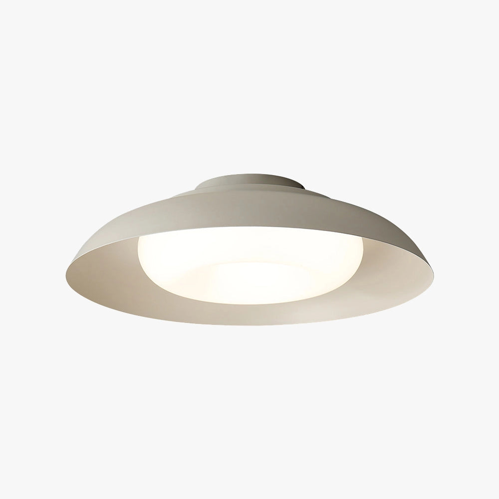 Modern minimalist round LED ceiling light in soft-white, featuring a flush mount design with circular shape, suitable for contemporary home interiors.