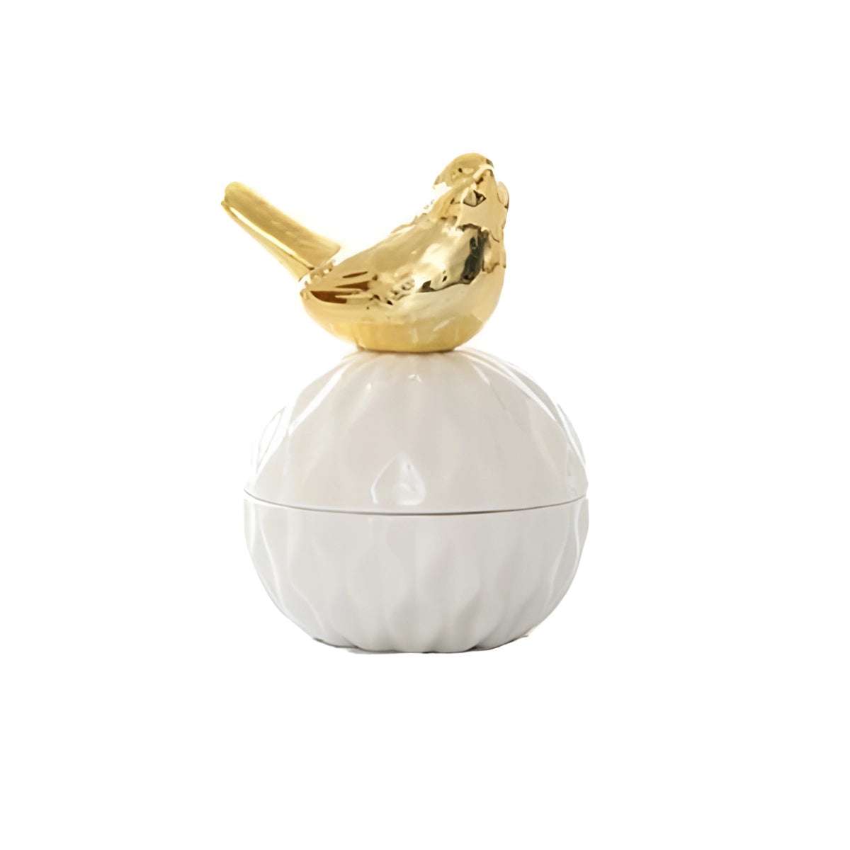 Luxury ceramic squirrel-shaped jewelry holder with a gold lid, featuring intricate design details, serving as both a decorative art piece and a functional storage box.