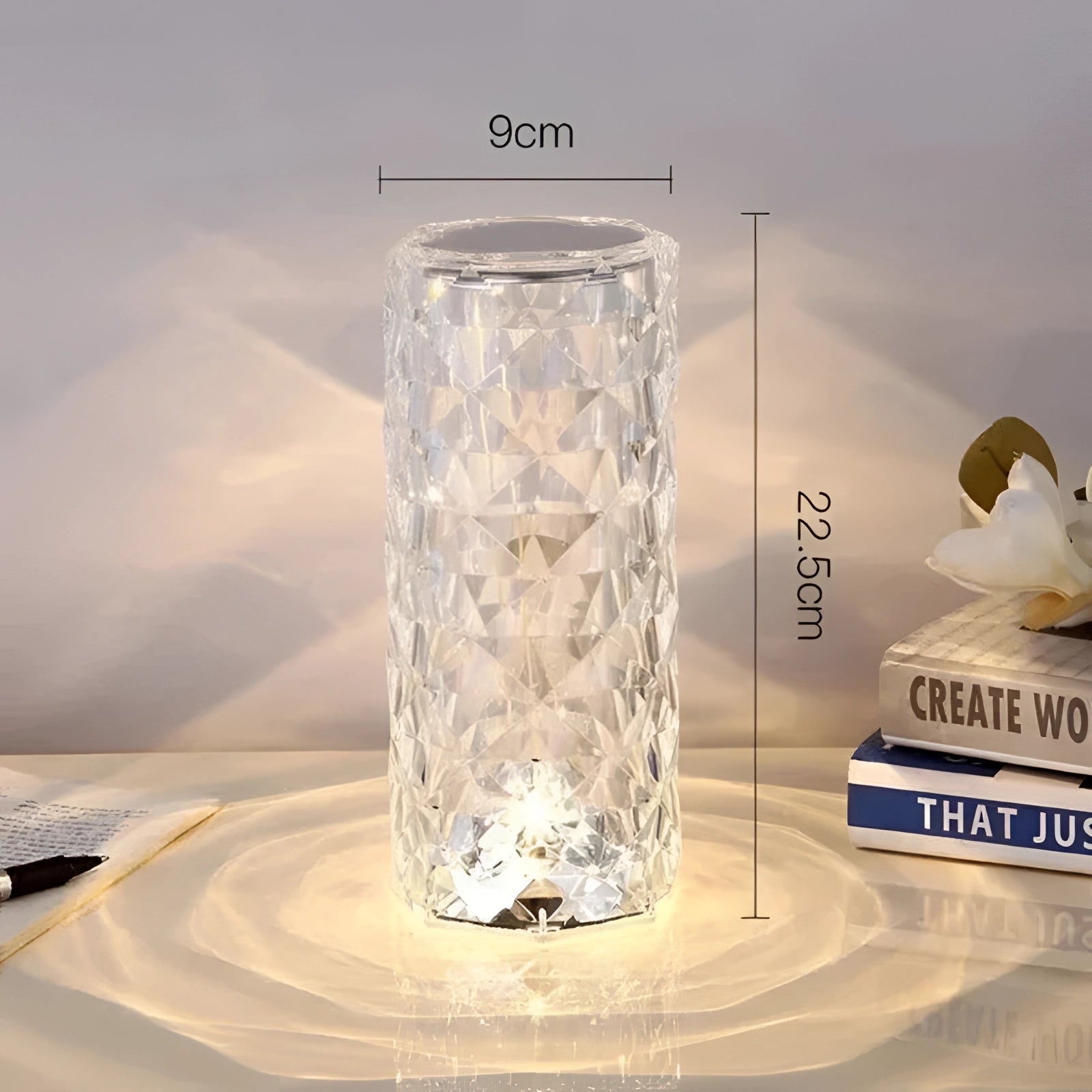 A luxury crystal vase with an elegant design, featuring a cylindrical shape suitable for use as a sophisticated centerpiece or premium decor item.