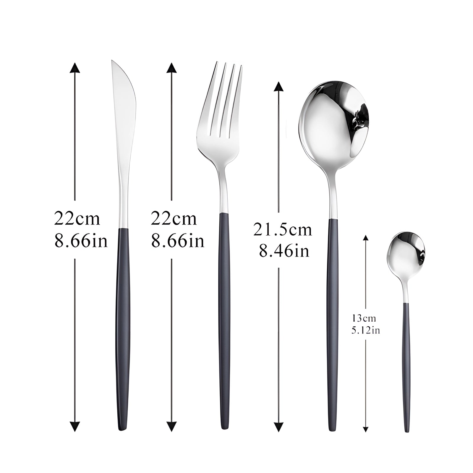 Elegant luxury gold cutlery set featuring a modern design with a spoon and fork, crafted from metal, displayed as part of sophisticated tableware.