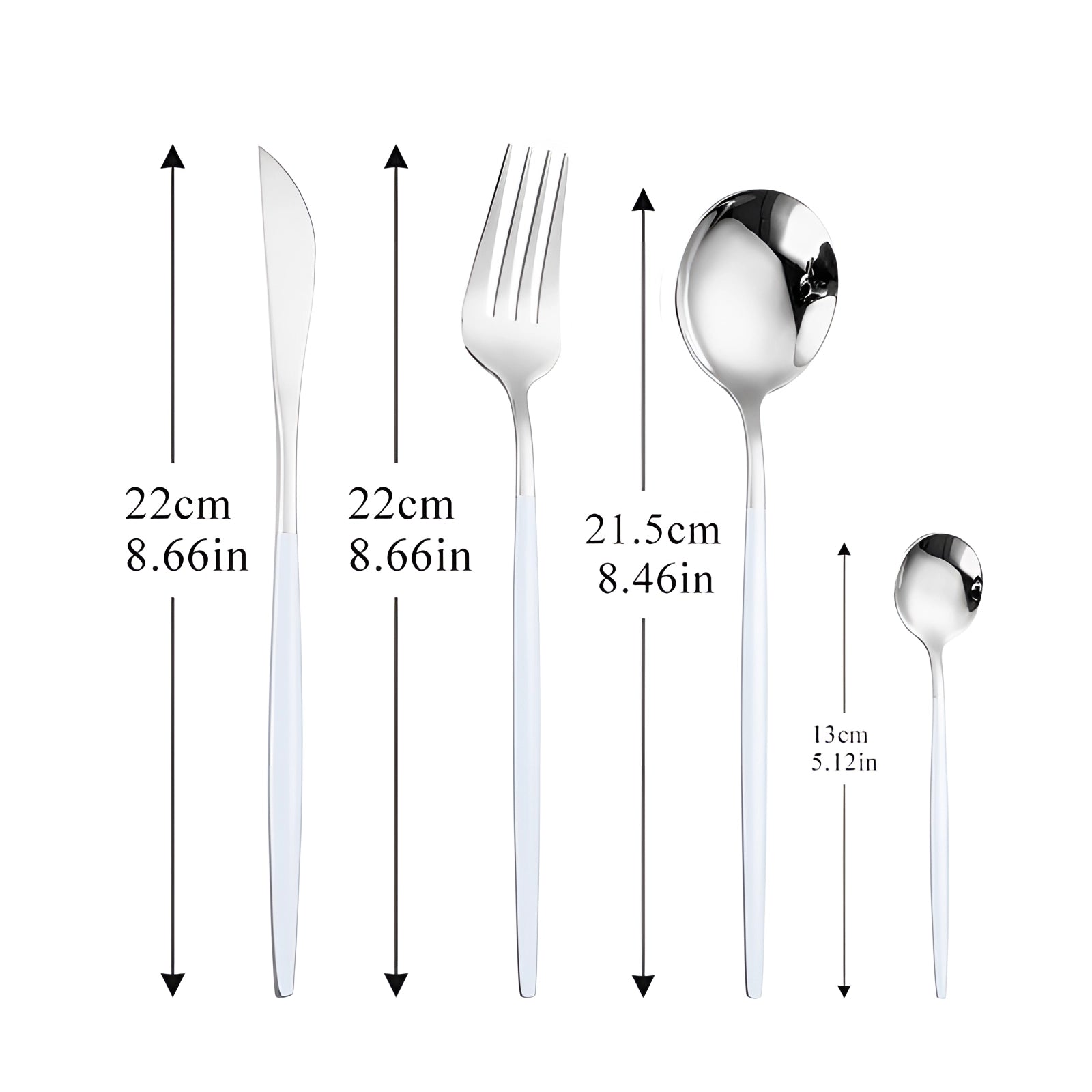 Luxury gold cutlery set featuring a modern design, including forks and other kitchen utensils, elegantly displayed as part of sophisticated tableware.