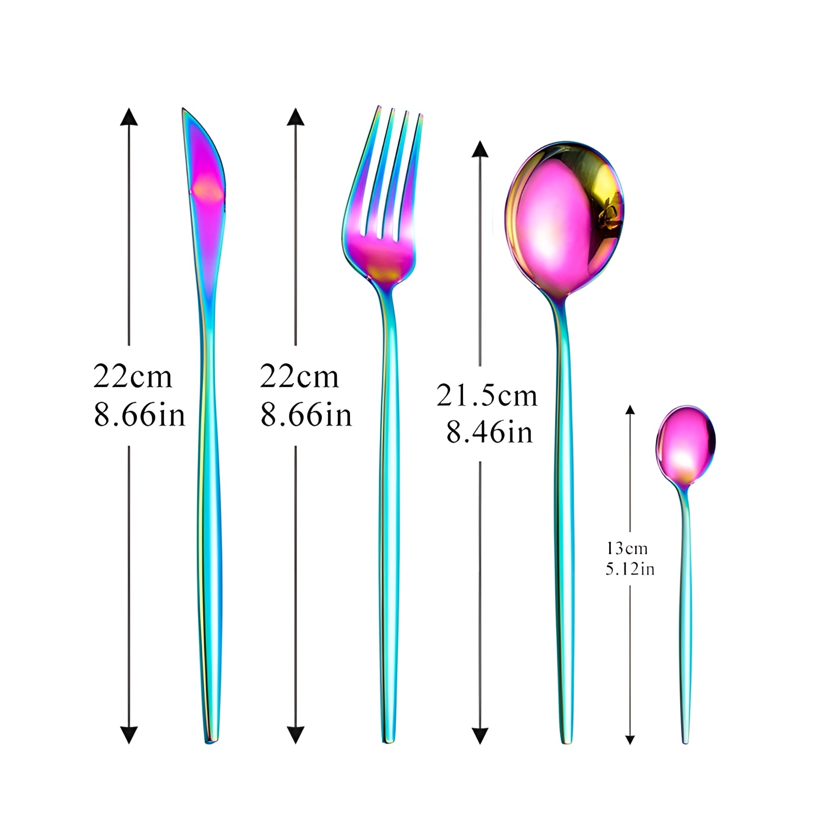 Elegant luxury gold cutlery set displayed artistically against a vibrant, colorful background with an abstract design.