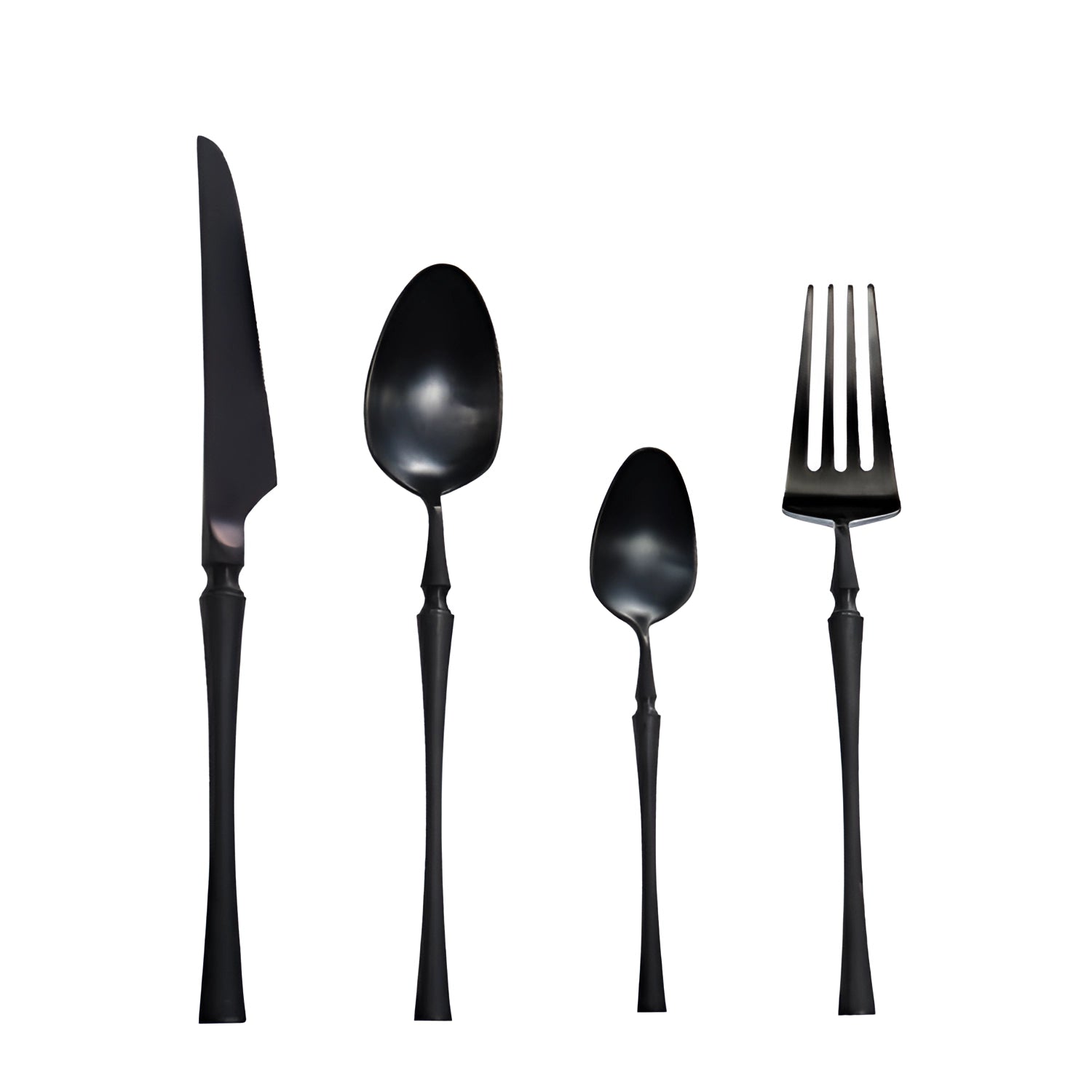 Luxury silver cutlery set featuring elegant stainless steel silverware pieces laid out on a surface, showcasing their polished and sophisticated design.