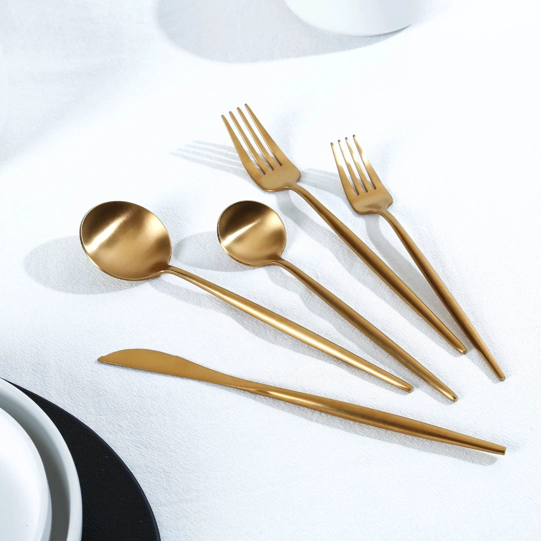 Matte Black Cutlery Set - Designer Flatware & Elegant Silverware