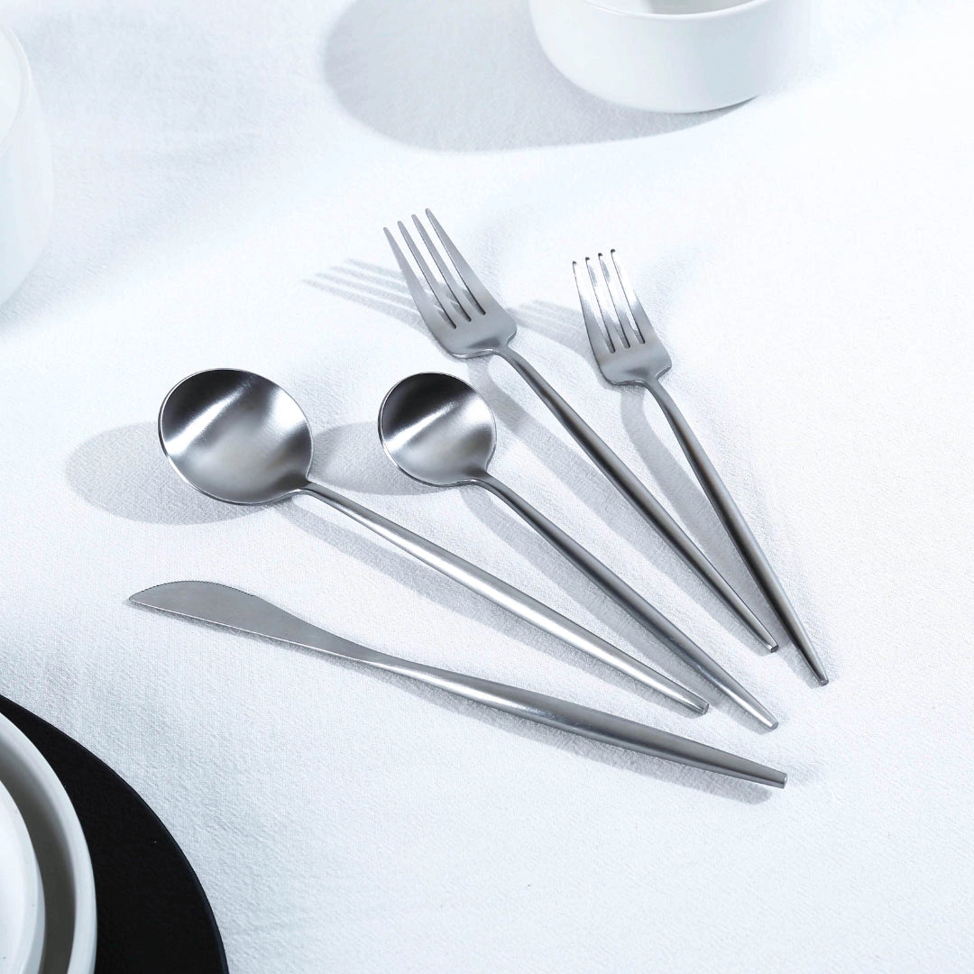 Matte Black Cutlery Set - Designer Flatware & Elegant Silverware