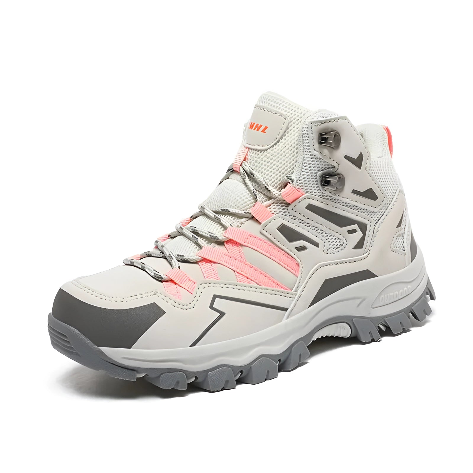 Men's waterproof lightweight hiking boots designed for high-traction on multi-terrain surfaces, featuring durable construction and a sporty appearance suitable for outdoor activities and walking.