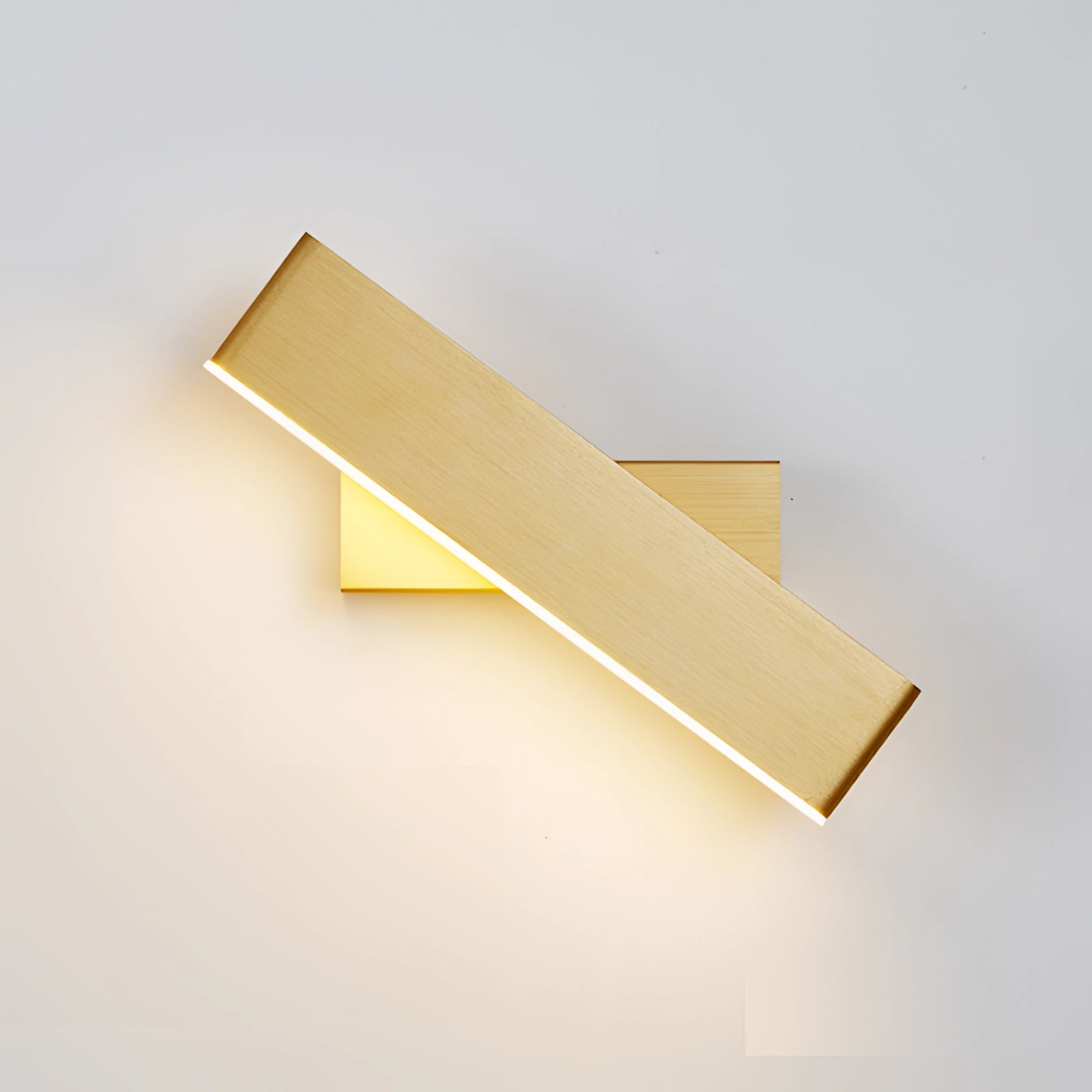 Modern black LED wall sconce with a minimalist geometric design, featuring a combination of wood and metal materials.