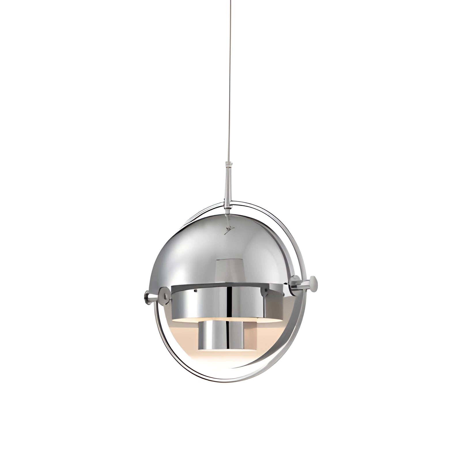 Modern Brass Finish Pendant Light in Silver with 38 cm Diameter – Minimalist Scandinavian Design Featuring a Circular Metal Shade