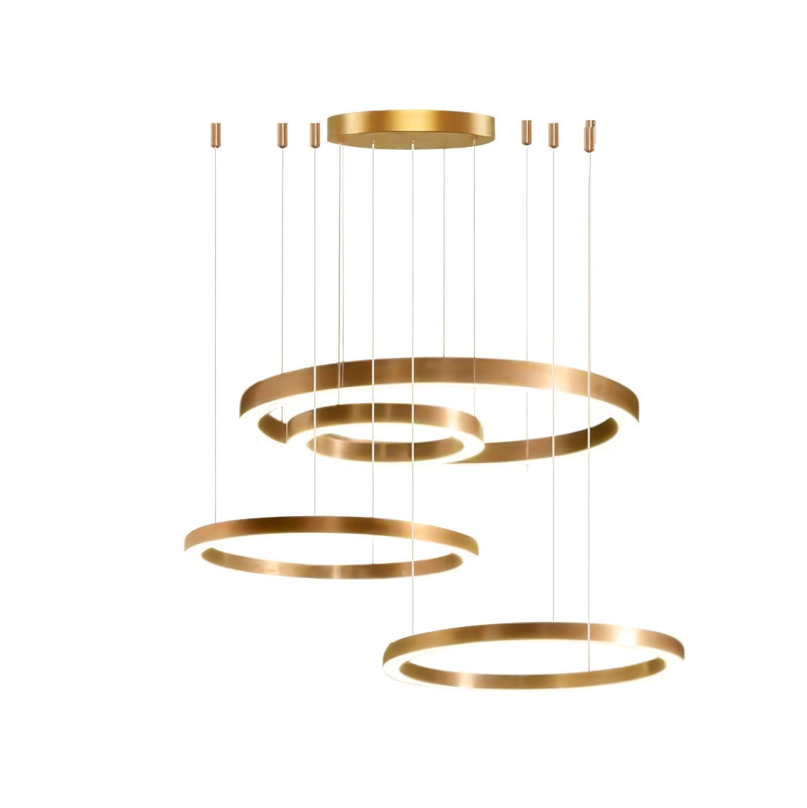 Modern circular LED ring pendant light with a sleek metal design, styled for luxury hotel lobby settings, featuring contemporary circular geometry.