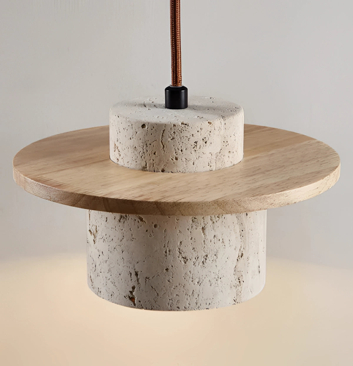 Modern concrete pendant light with walnut wood accent for Scandinavian decor, featuring a rectangular design and elegant finish.