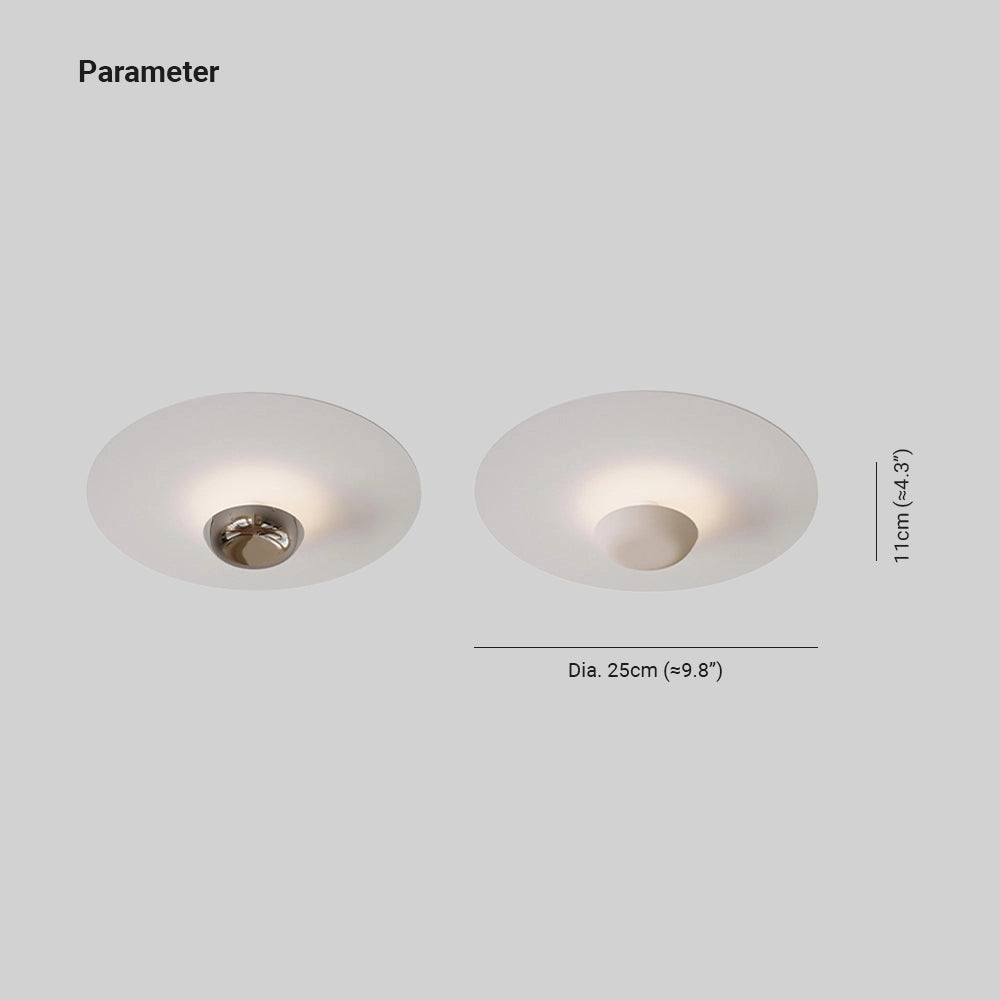 Modern flush mount ceiling light with a sleek minimalist round design, featuring a metal finish.