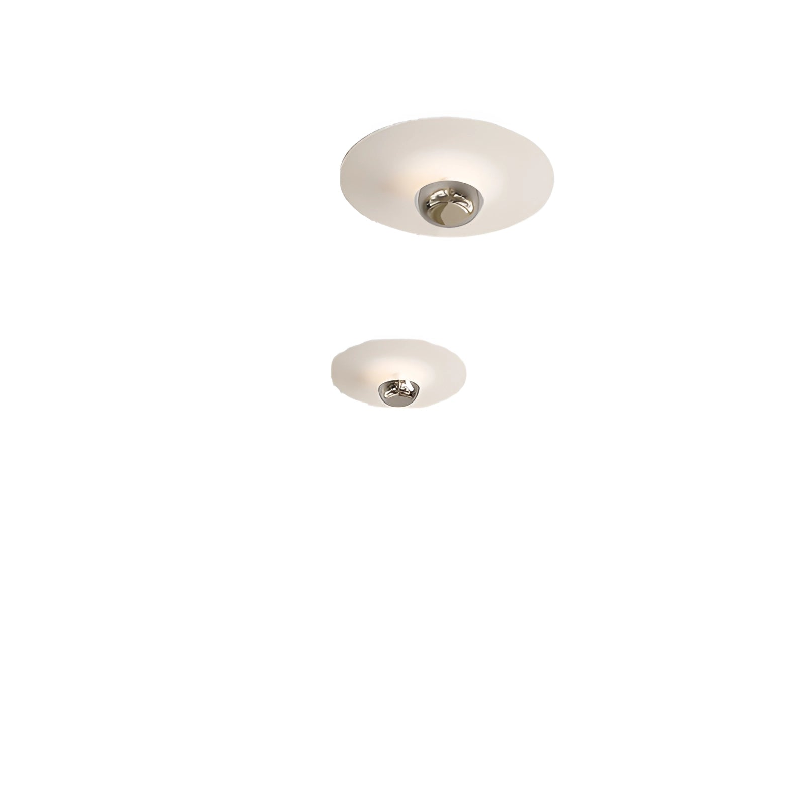 Modern flush mount ceiling light with a sleek, minimalist round design, featuring a metal finish, suitable for contemporary interiors.