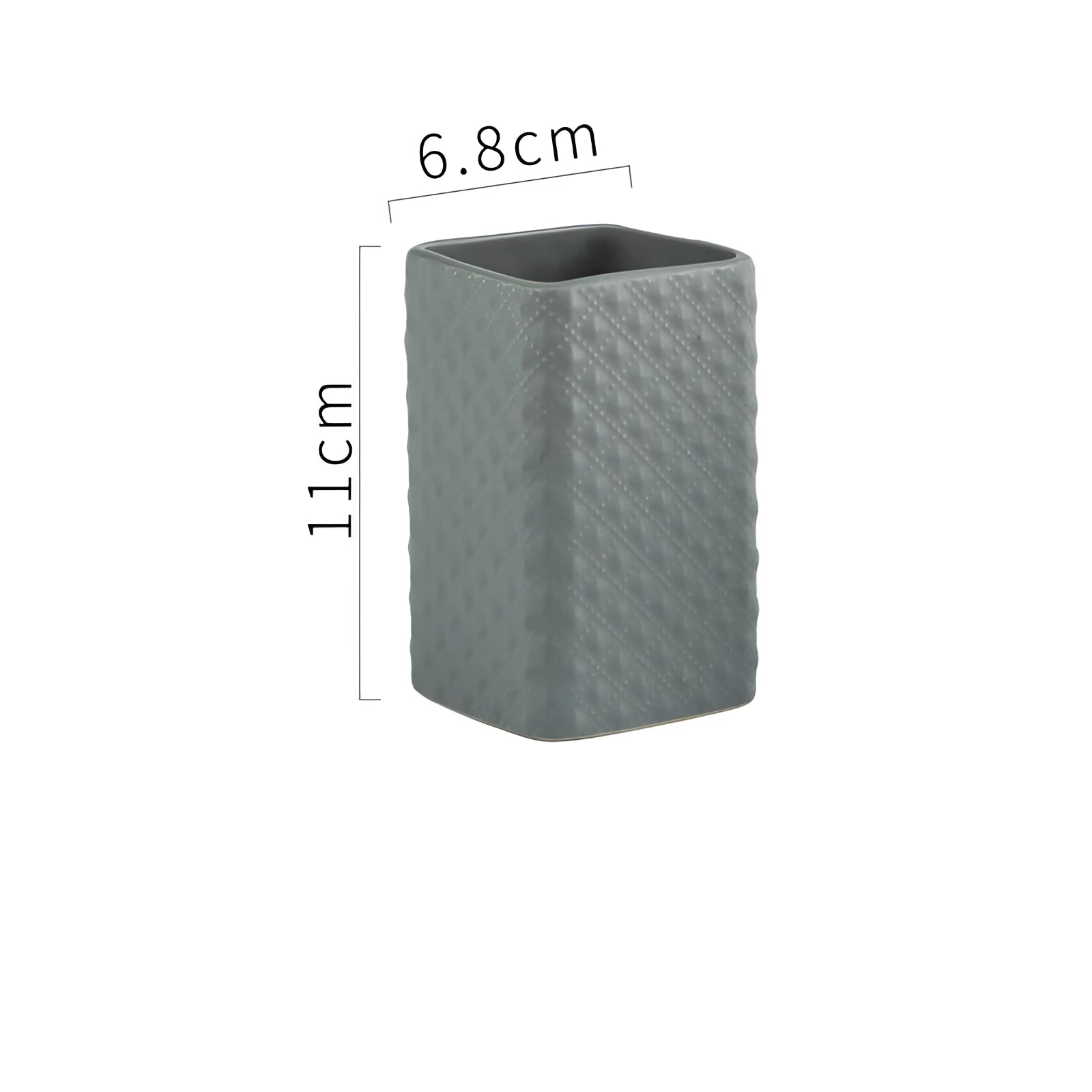 A single gray textured ceramic succulent planter with a modern geometric design in a rectangular shape, measuring 11cm.