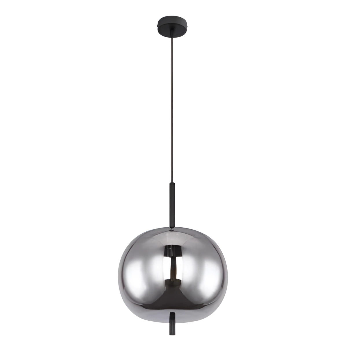 Modern industrial glass pendant light with bronze finish, featuring a smoke gray glass shade and black accents, designed for dining room decor, with a single light head.