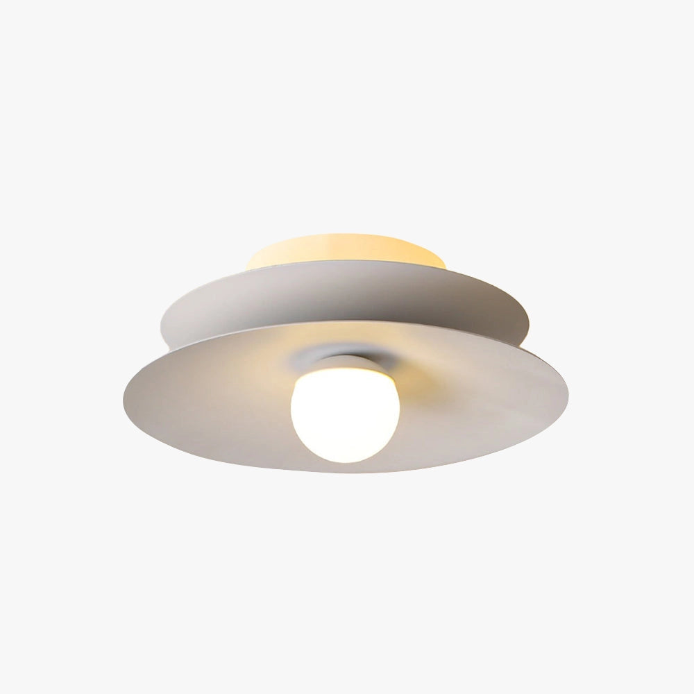 Modern LED disc ceiling light with a minimalist design, featuring a circular flush mount fixture in a beige tint, suitable for contemporary interiors.