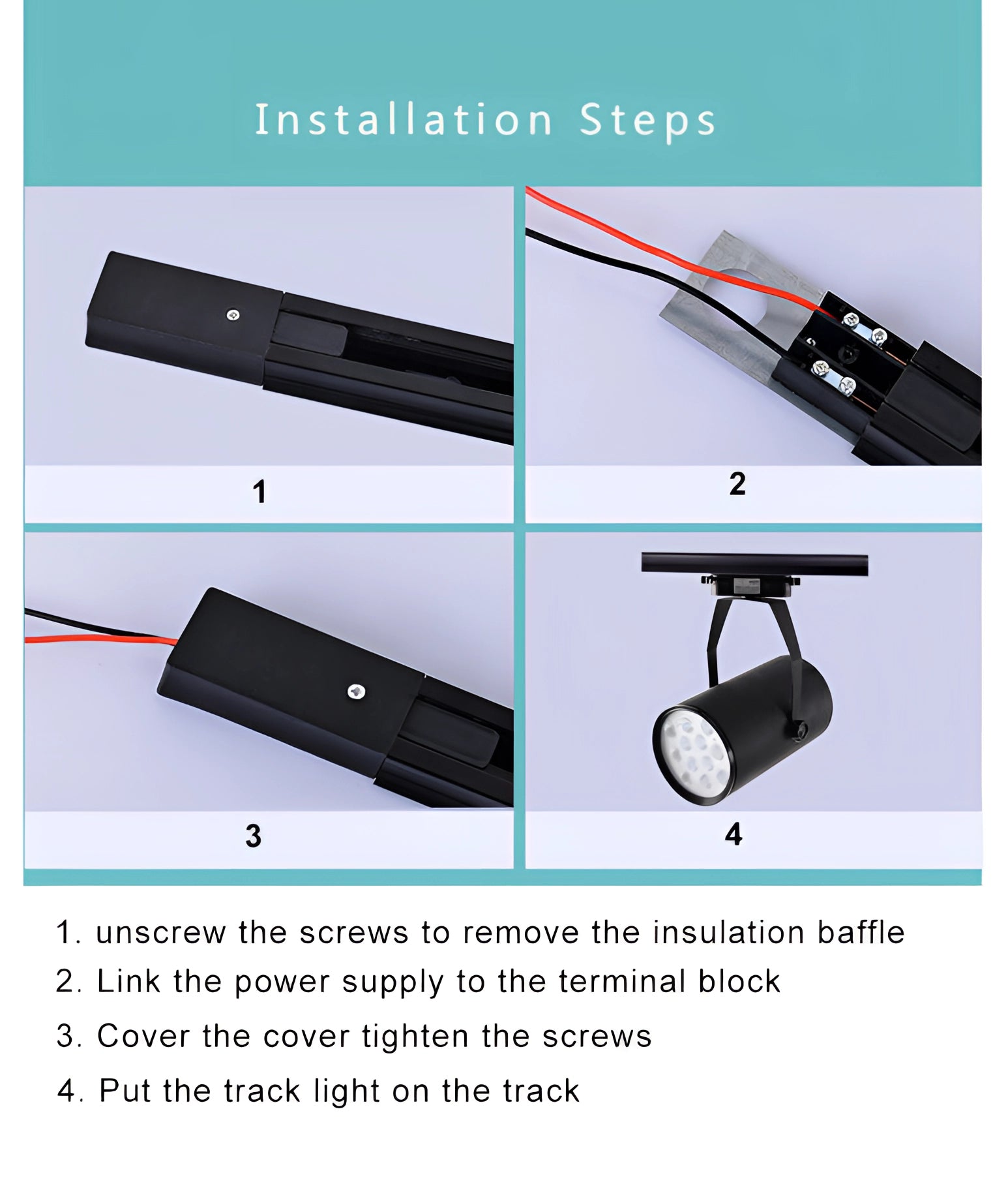 Modern LED track lighting system installed on a ceiling, featuring multiple adjustable spotlights for directional illumination.