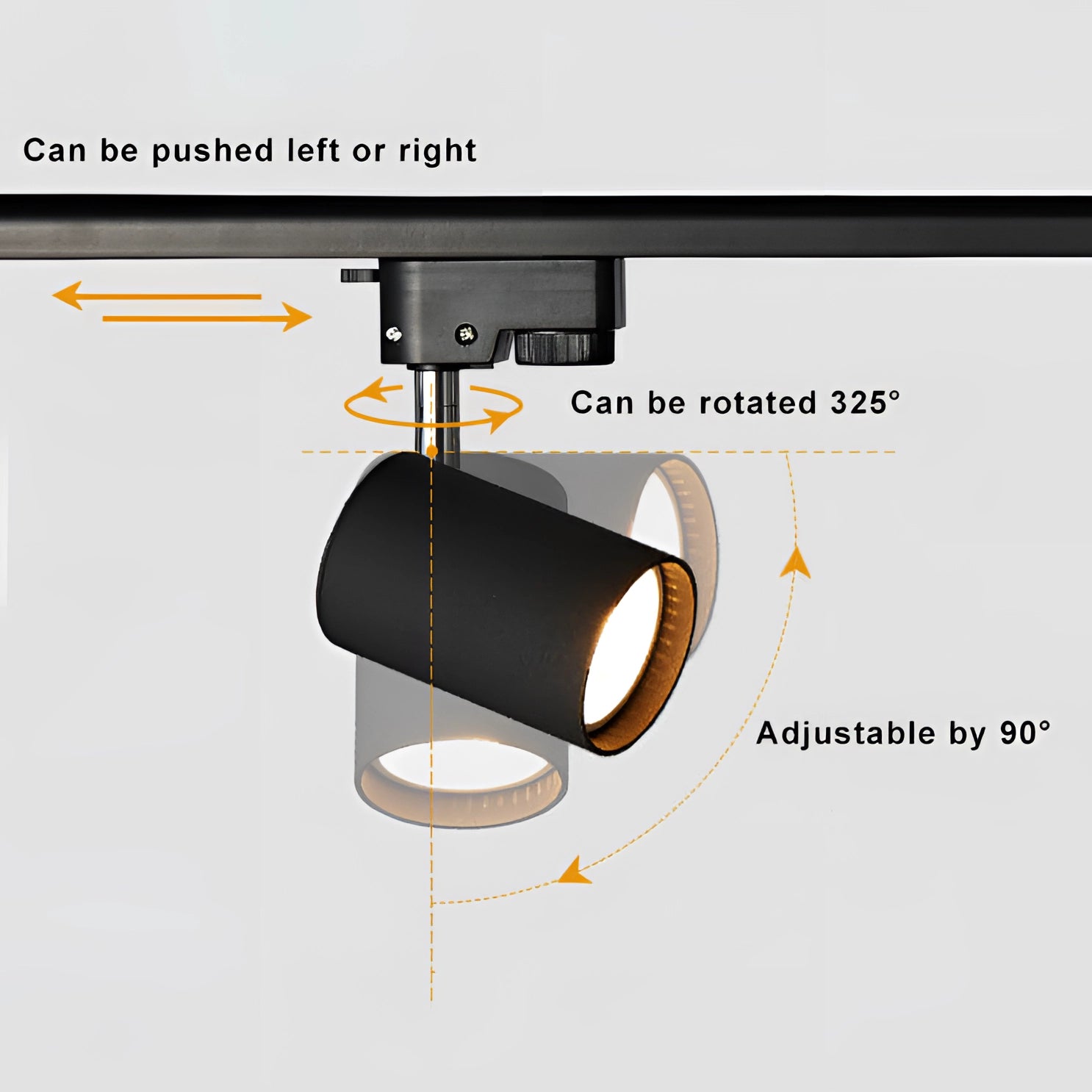 Modern LED track lighting fixture with adjustable ceiling spotlights, featuring sleek cylindrical design and mounted on a circular track, suitable for enhancing ambient illumination in contemporary interiors.