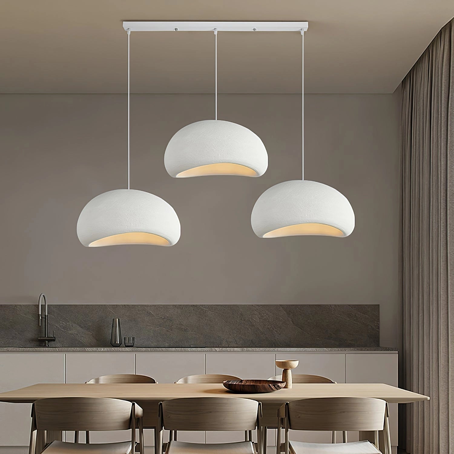 Modern Organic Pendant Lights - Textured Grey, Minimalist Decor