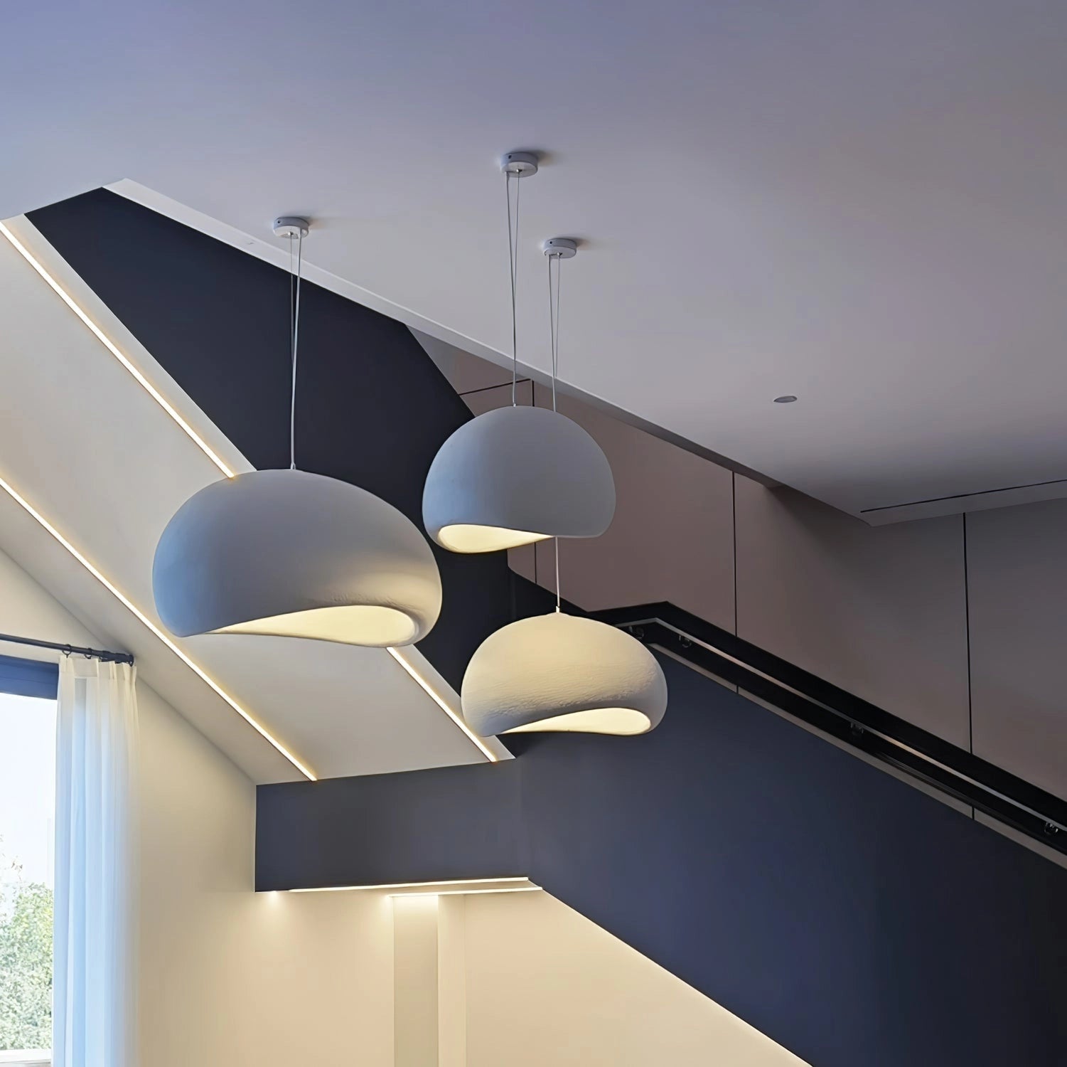 Modern Organic Pendant Lights - Textured Grey, Minimalist Decor