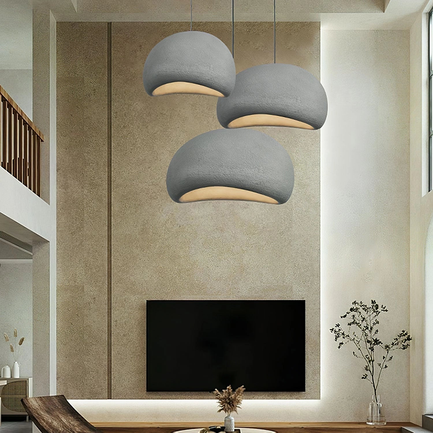 Modern Organic Pendant Lights - Textured Grey, Minimalist Decor